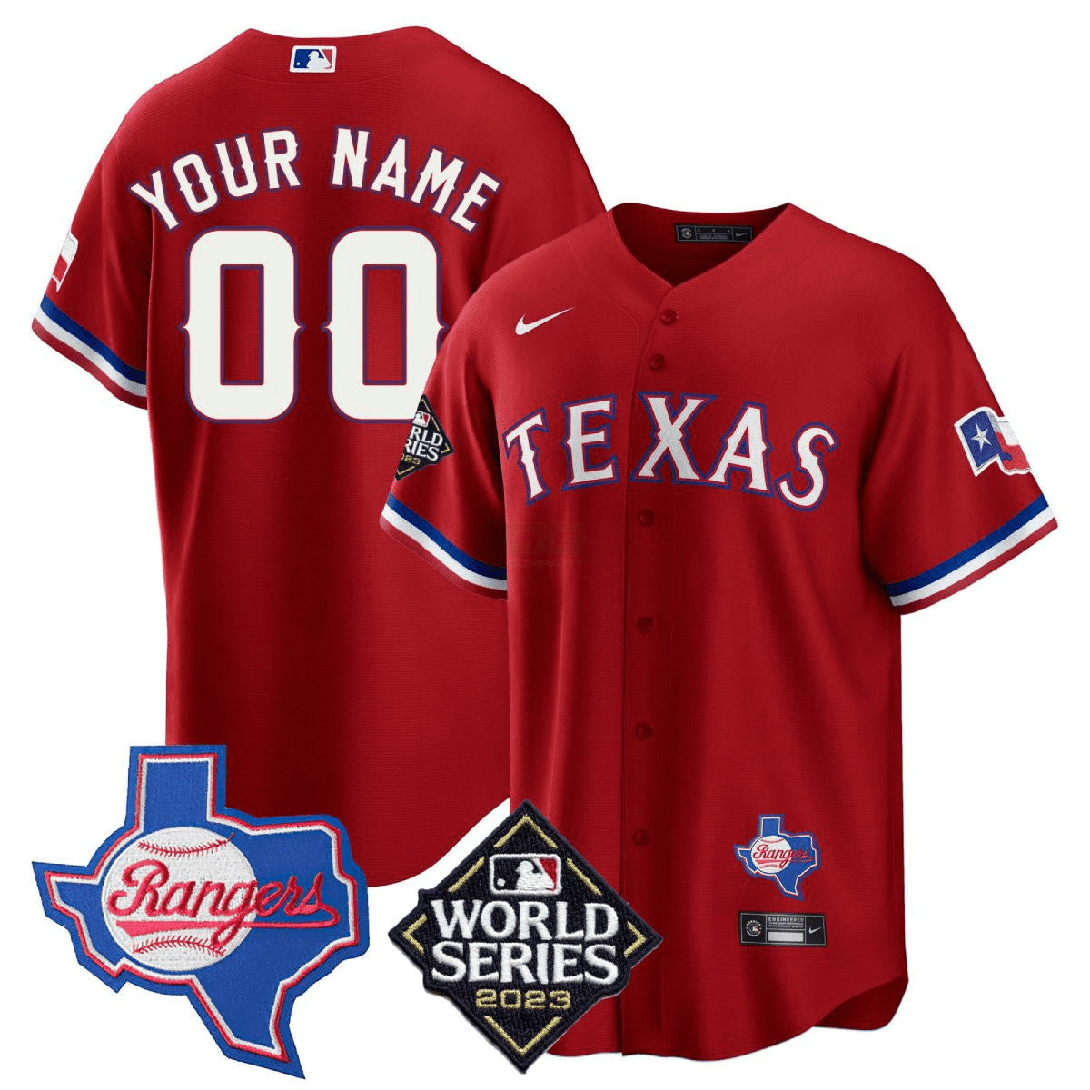 Camisa MLB Texas 2023 World Series & Texas State Patch Dourada Jersey V2