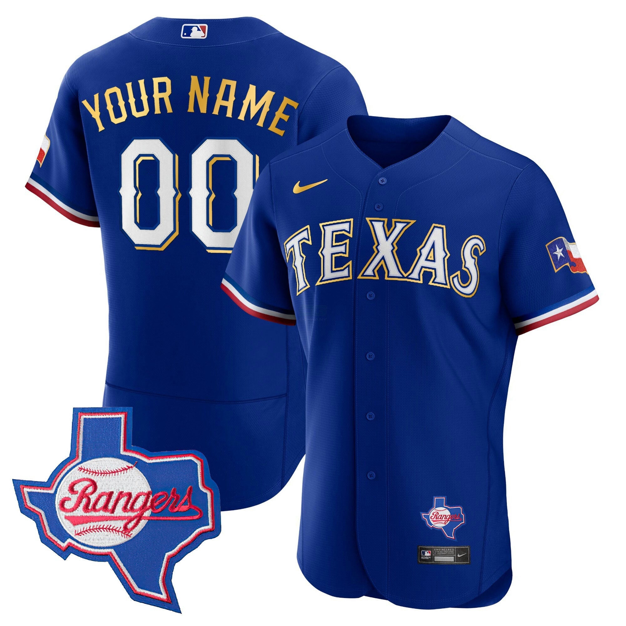 Camisa MLB Texas Gold Trim Flex Base Jersey – Texas Patch