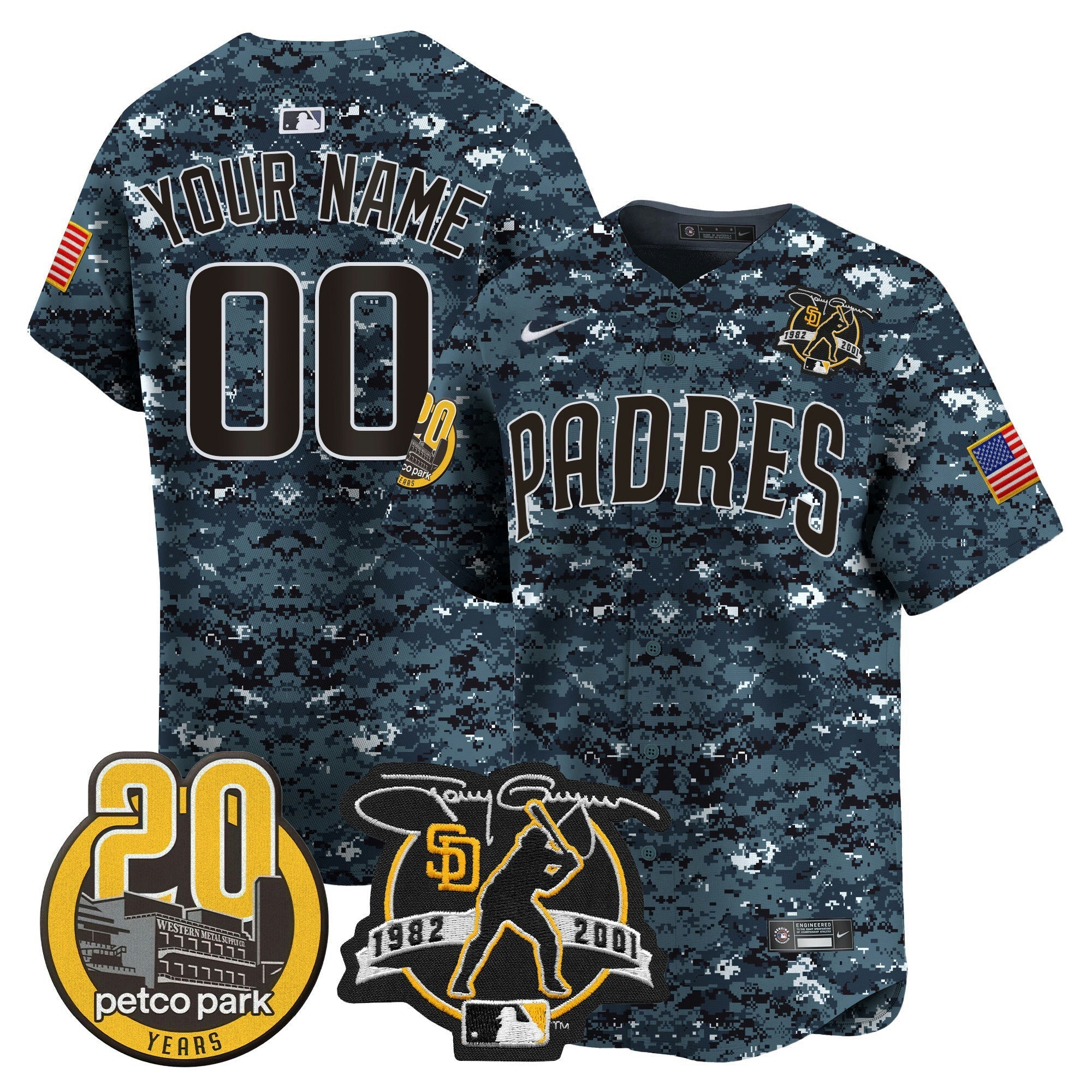 Camisa MLB Tony Gwynn & Petco Park 20th Patch USMC Vapor Premier Limited Jersey