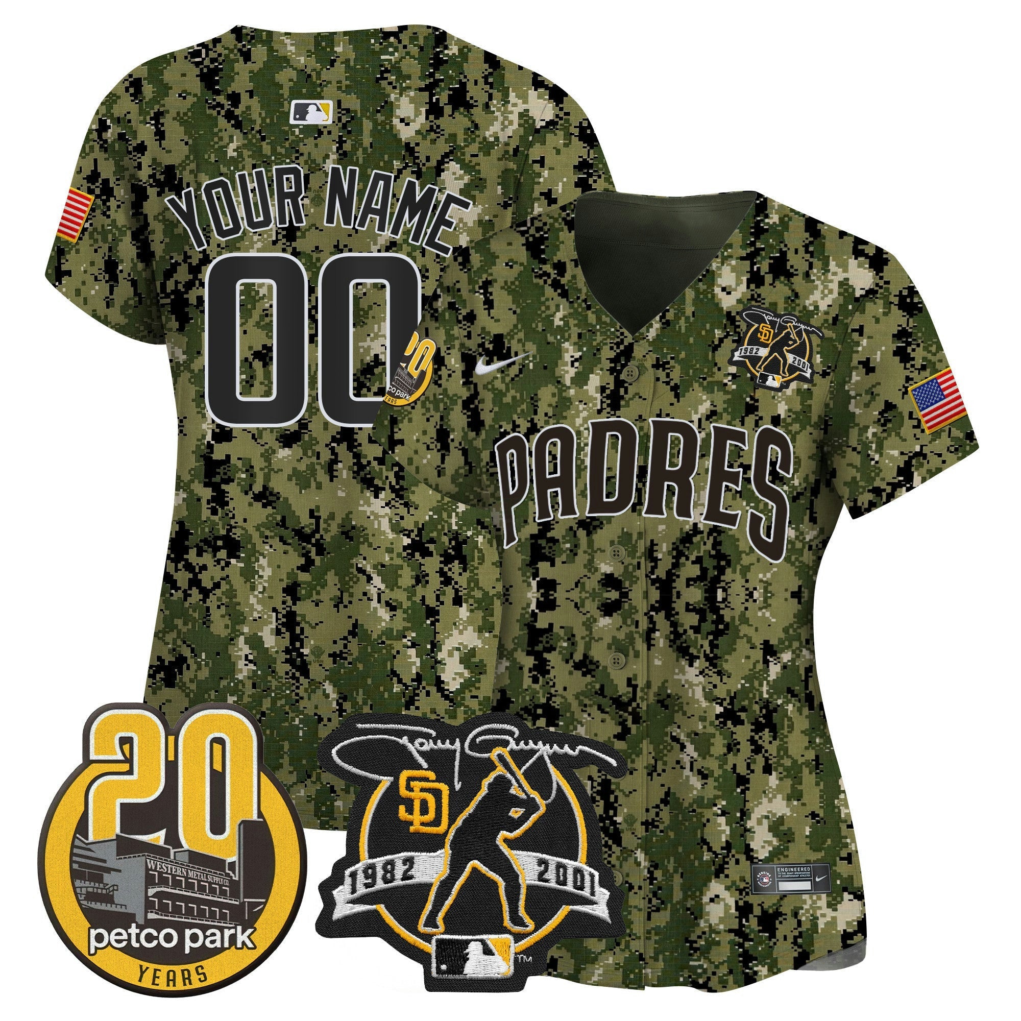 Camisa MLB Tony Gwynn & Petco Park 20th Patch USMC Vapor Premier Limited Jersey