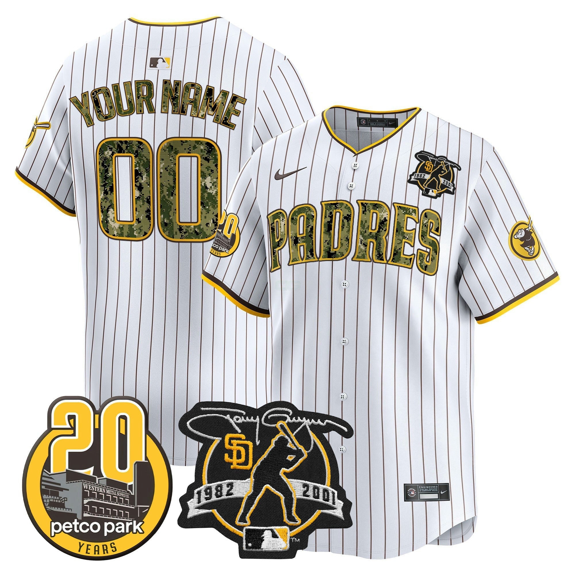 Camisa MLB Tony Gwynn & Petco Park 20th Patch USMC Vapor Premier Limited Jersey V2