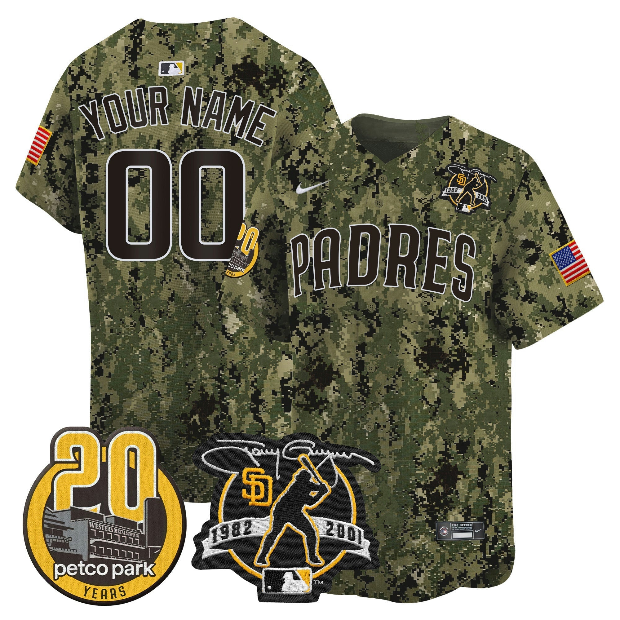 Camisa MLB Tony Gwynn & Petco Park 20th Patch USMC Vapor Premier Limited Jersey V2
