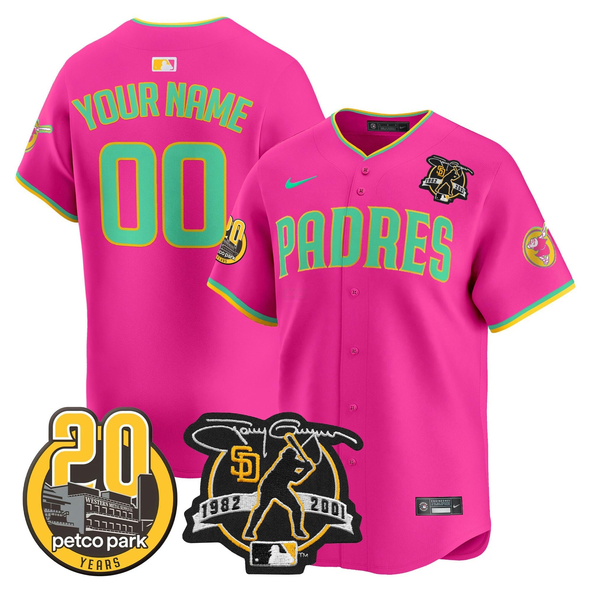 Camisa MLB Tony Gwynn & Petco Park 20th Patch Vapor Premier Limited Jersey V2