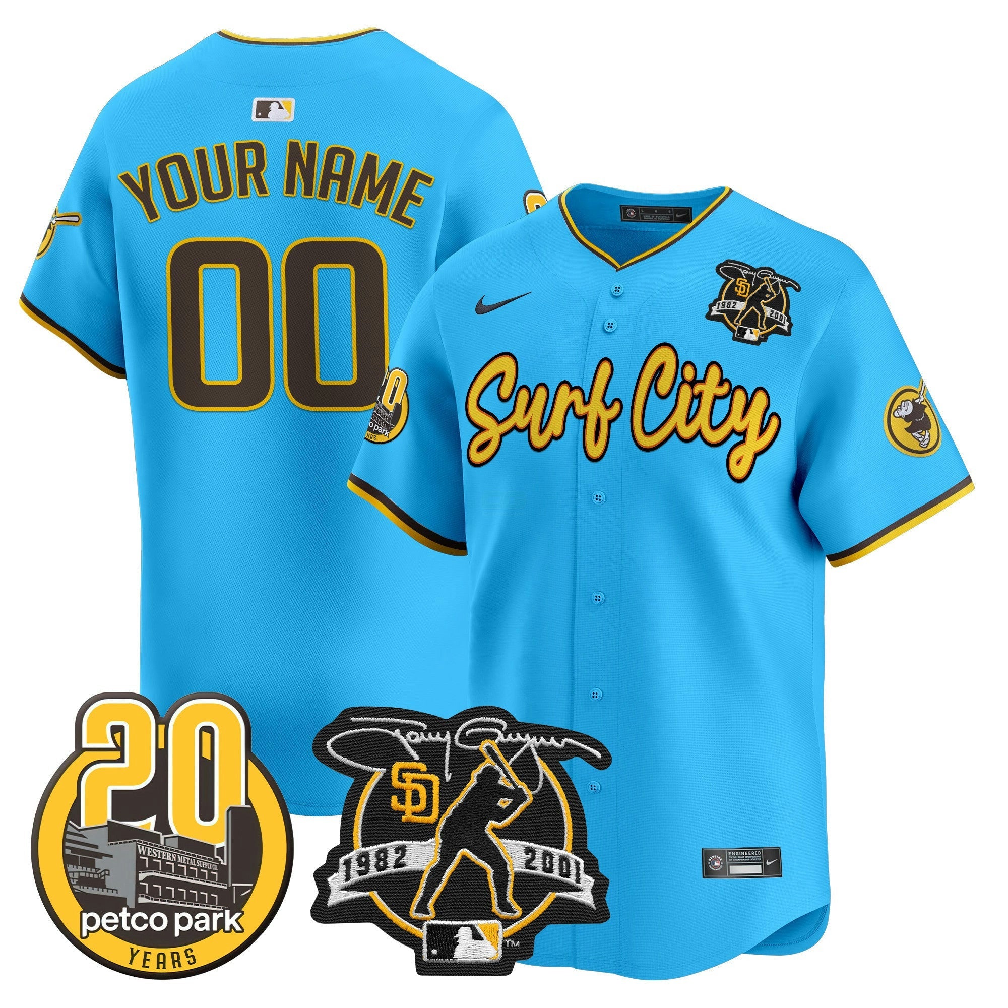 Camisa MLB Tony Gwynn & Petco Park 20th Patch Vapor Premier Limited Jersey V3
