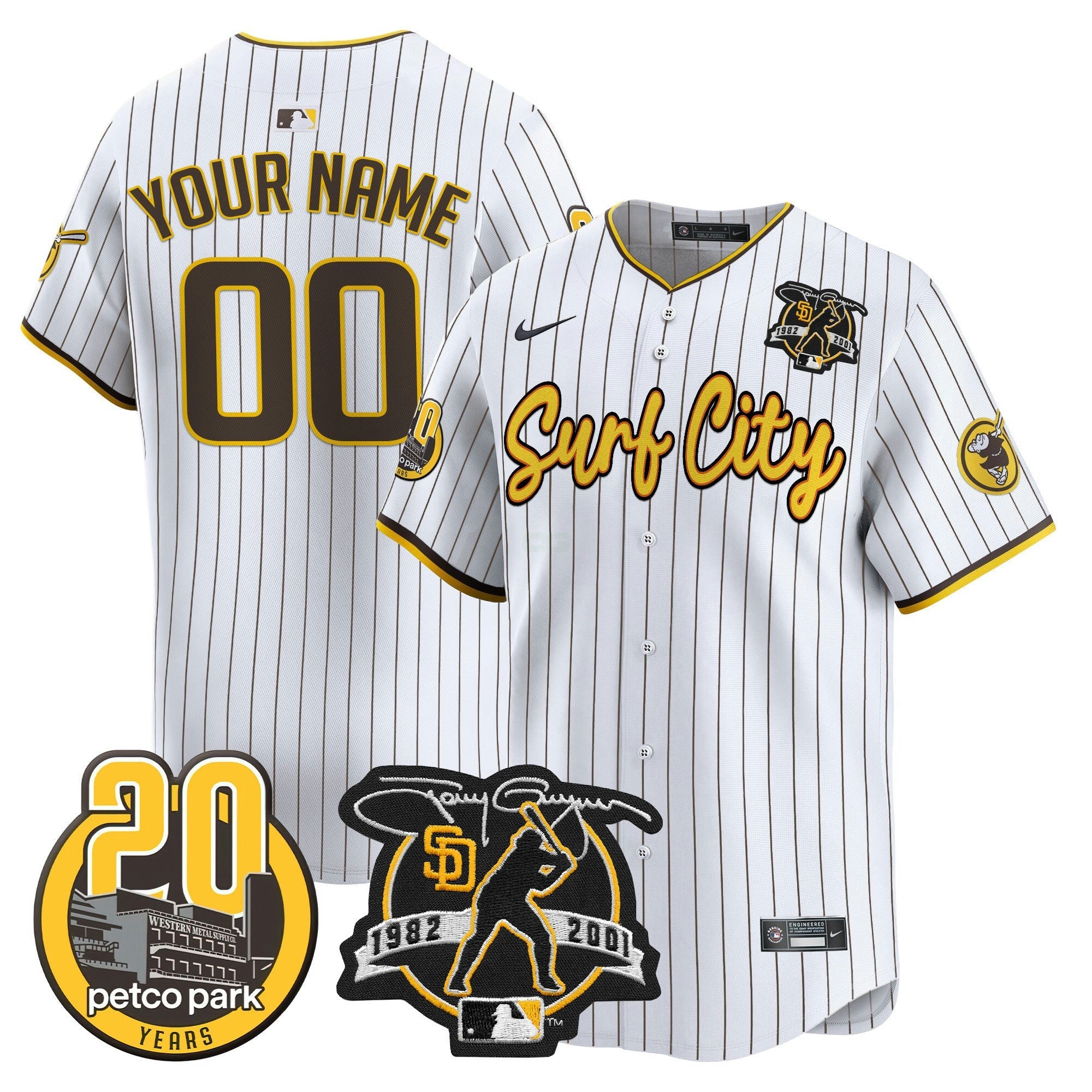 Camisa MLB Tony Gwynn & Petco Park 20th Patch Vapor Premier Limited Jersey V3