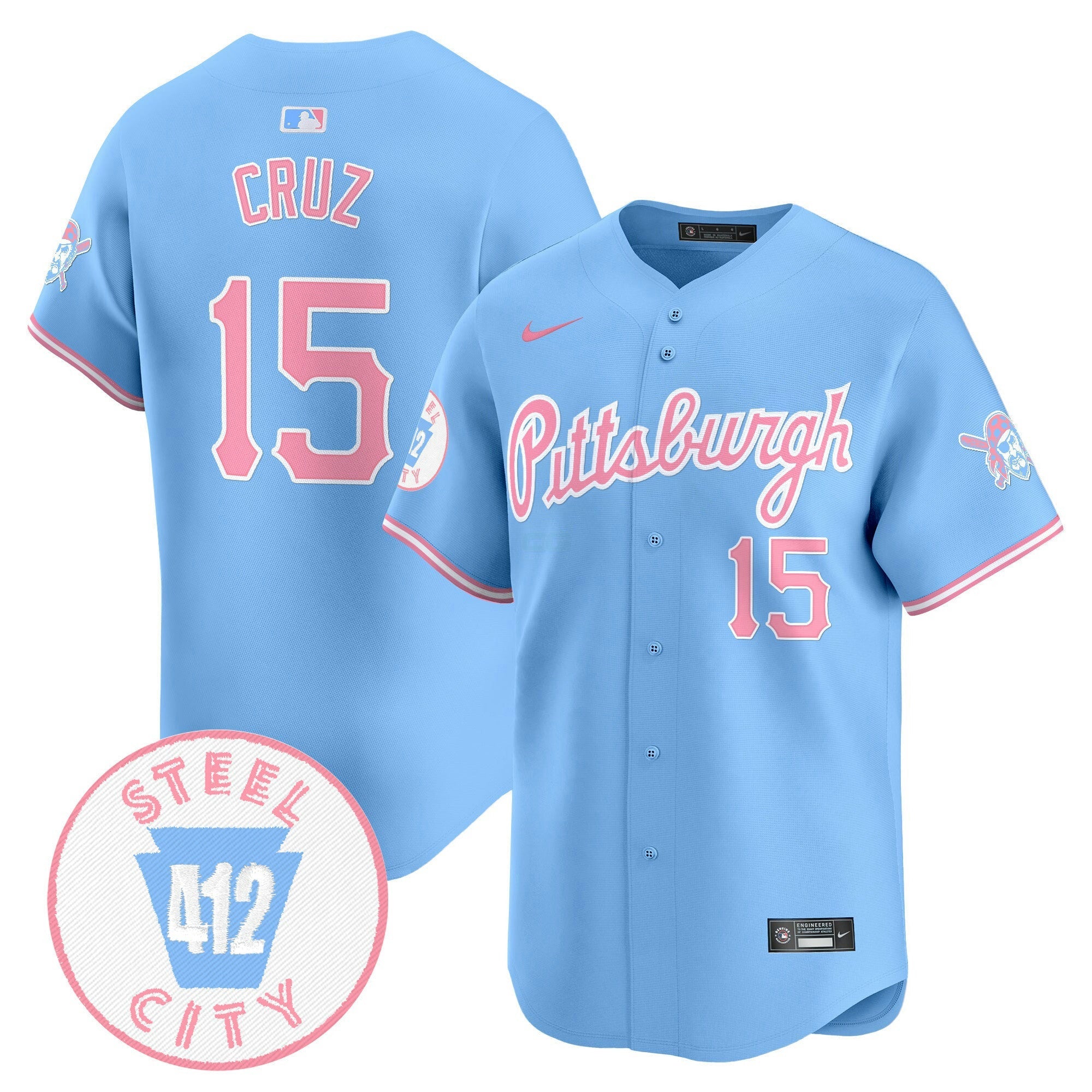 Camisa MLB Unisex Pittsburgh Bubblegum Pink Vapor Premier Limited Jersey