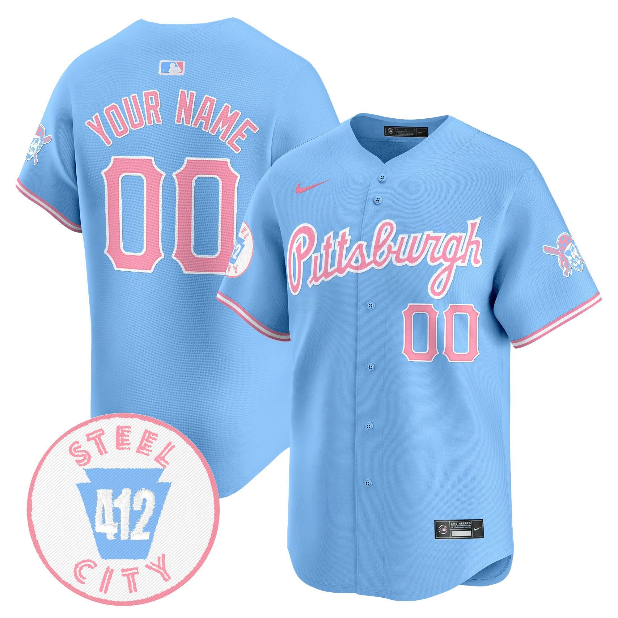 Camisa MLB Unisex Pittsburgh Bubblegum Pink Vapor Premier Limited Jersey