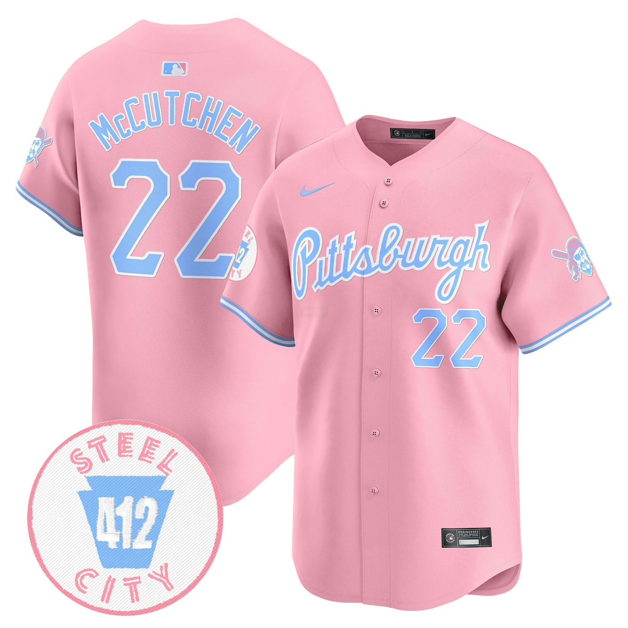 Camisa MLB Unisex Pittsburgh Bubblegum Pink Vapor Premier Limited Jersey