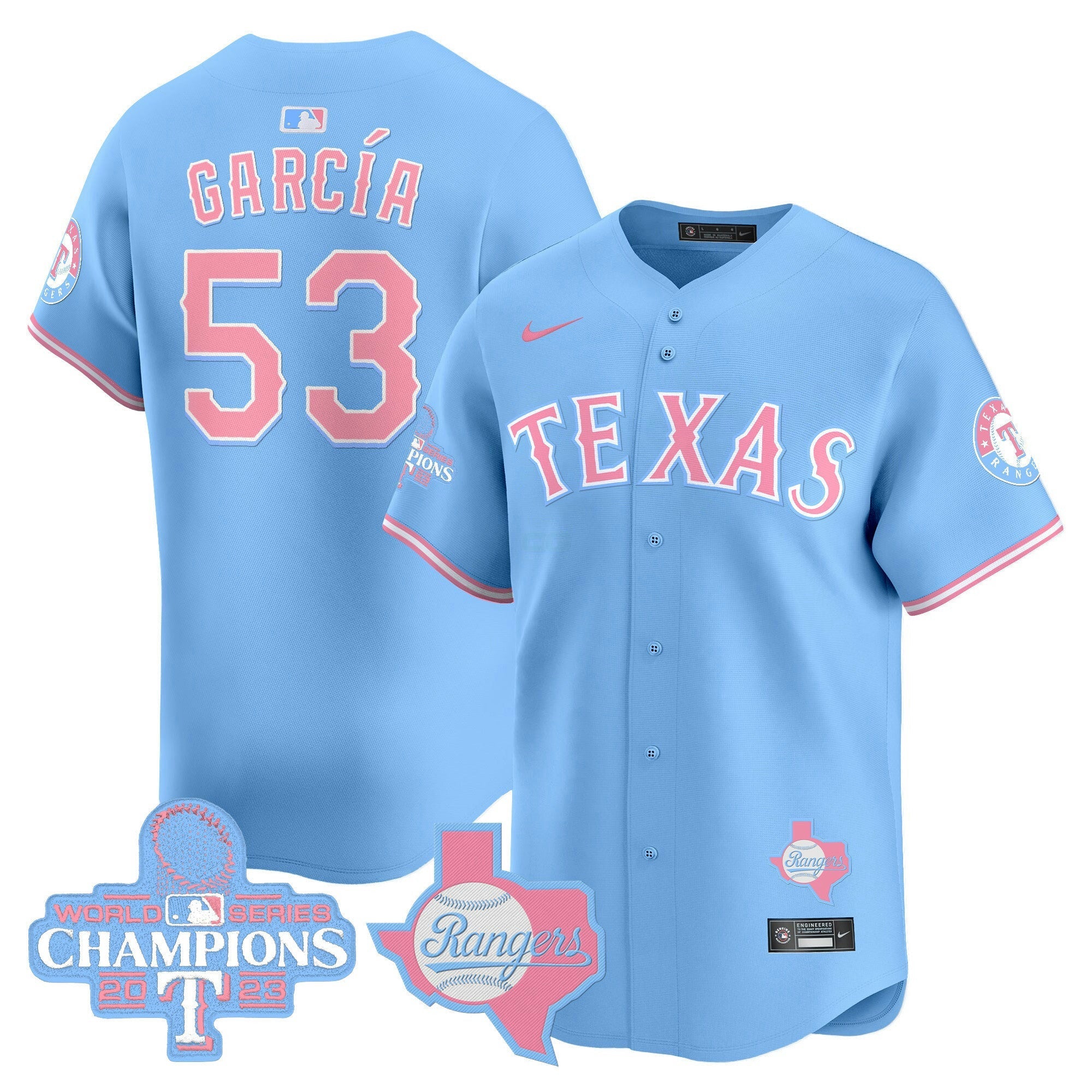 Camisa MLB Unisex Texas Bubblegum Pink Vapor Premier Limited Jersey