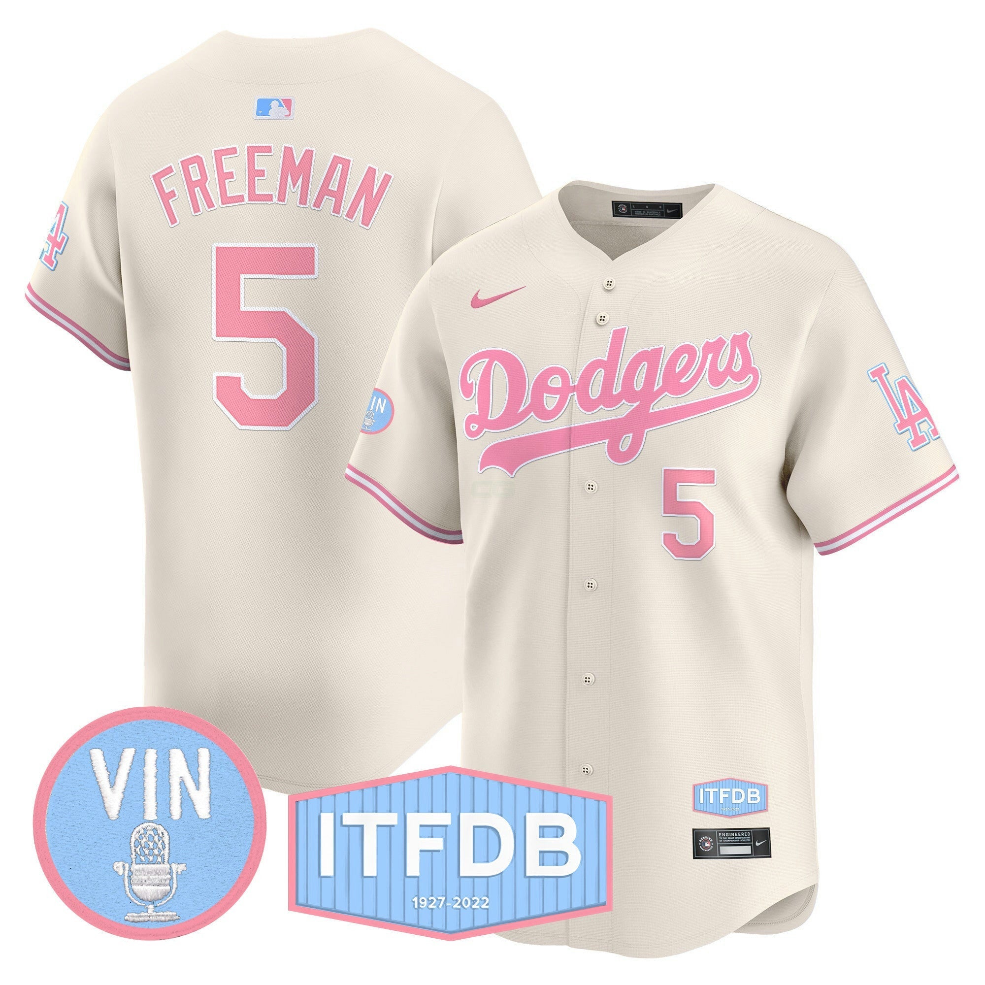 Camisa MLB Unisex Vin ITFDB Patch Bubblegum Pink Vapor Premier Limited Jersey