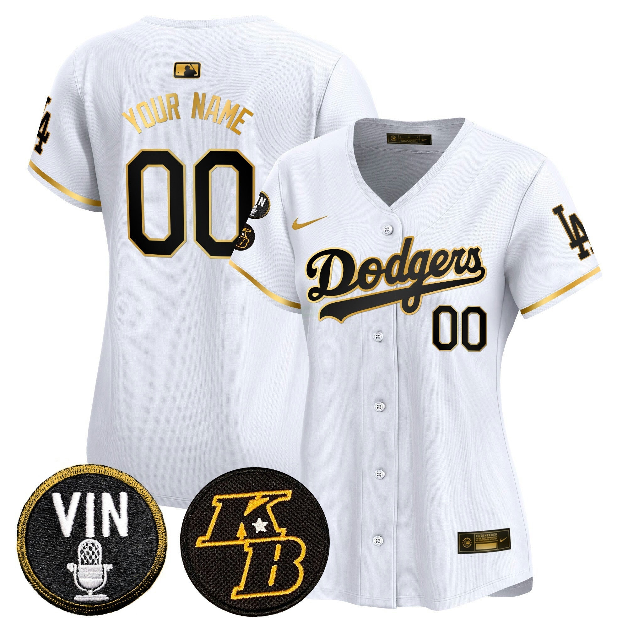 Camisa MLB Vin & Kobe Patch Dourada Trim Vapor Premier Limited Jersey