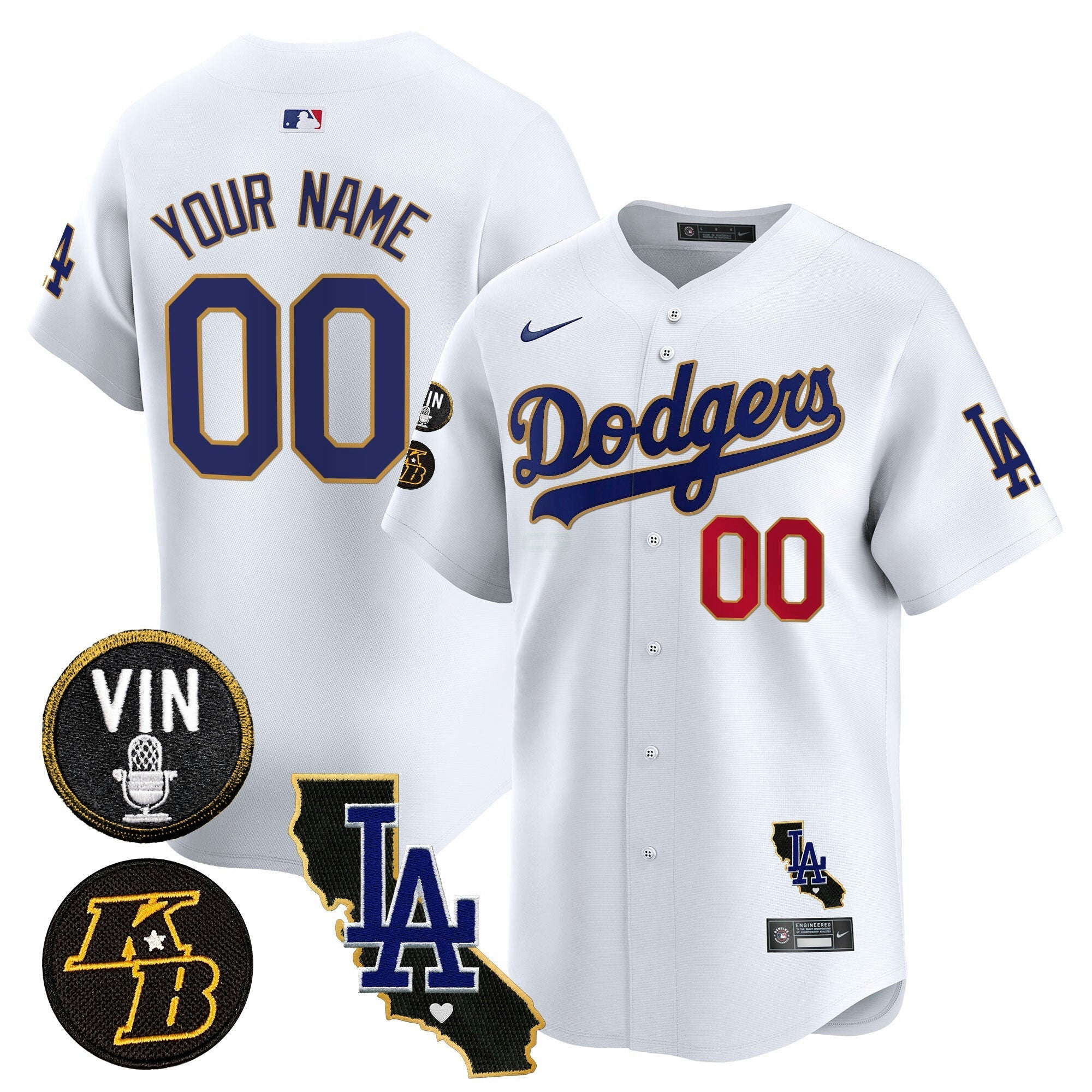 Camisa MLB Vin Patch & Kobe Bryant Gold Trim Vapor Premier Limited Jersey V2