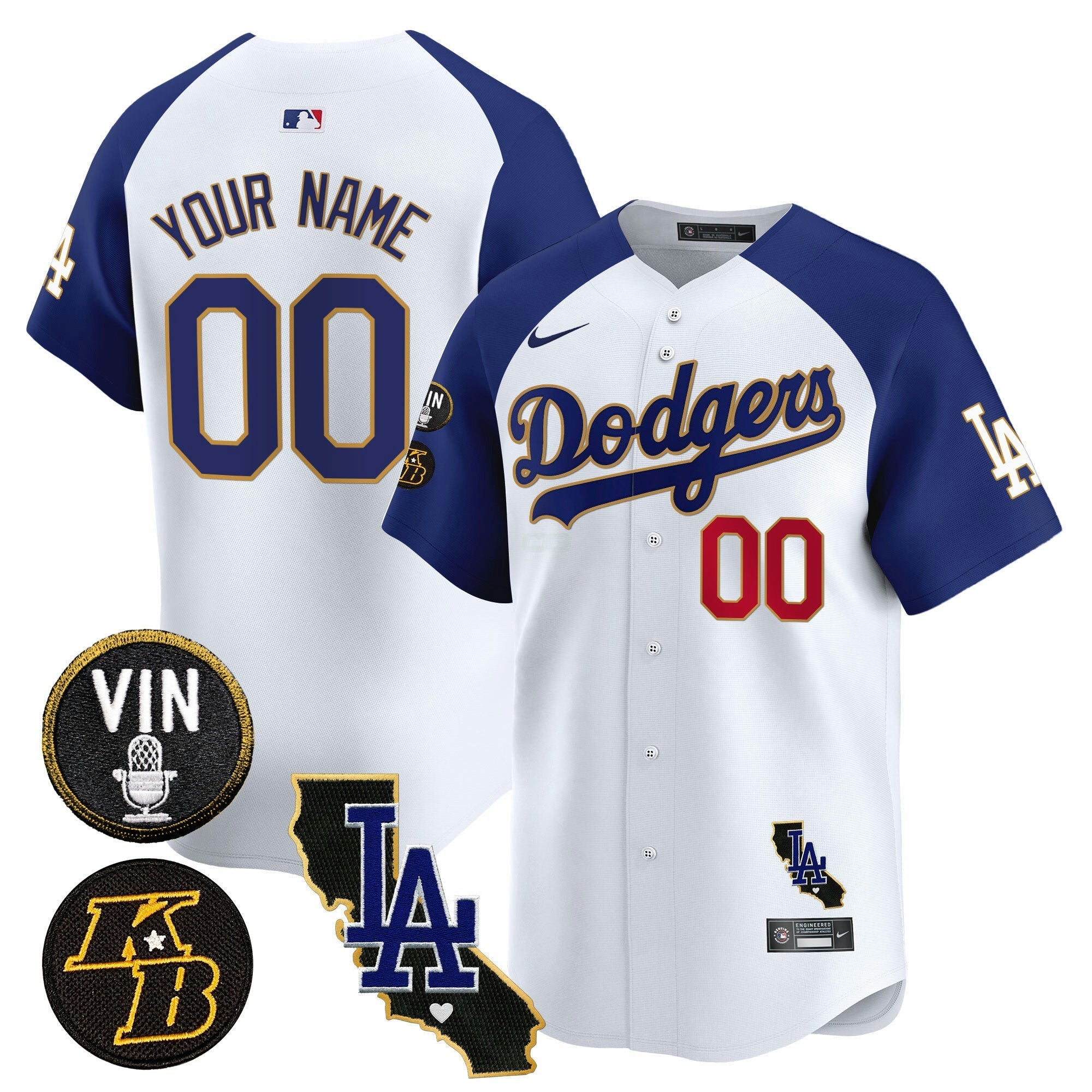 Camisa MLB Vin Patch & Kobe Bryant Gold Trim Vapor Premier Limited Jersey V2