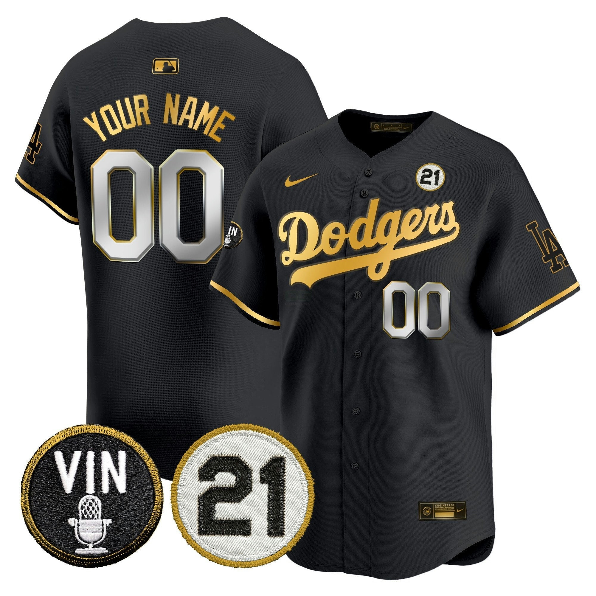 Camisa MLB Vin & Roberto Patch Dourada Trim Vapor Premier Limited Jersey