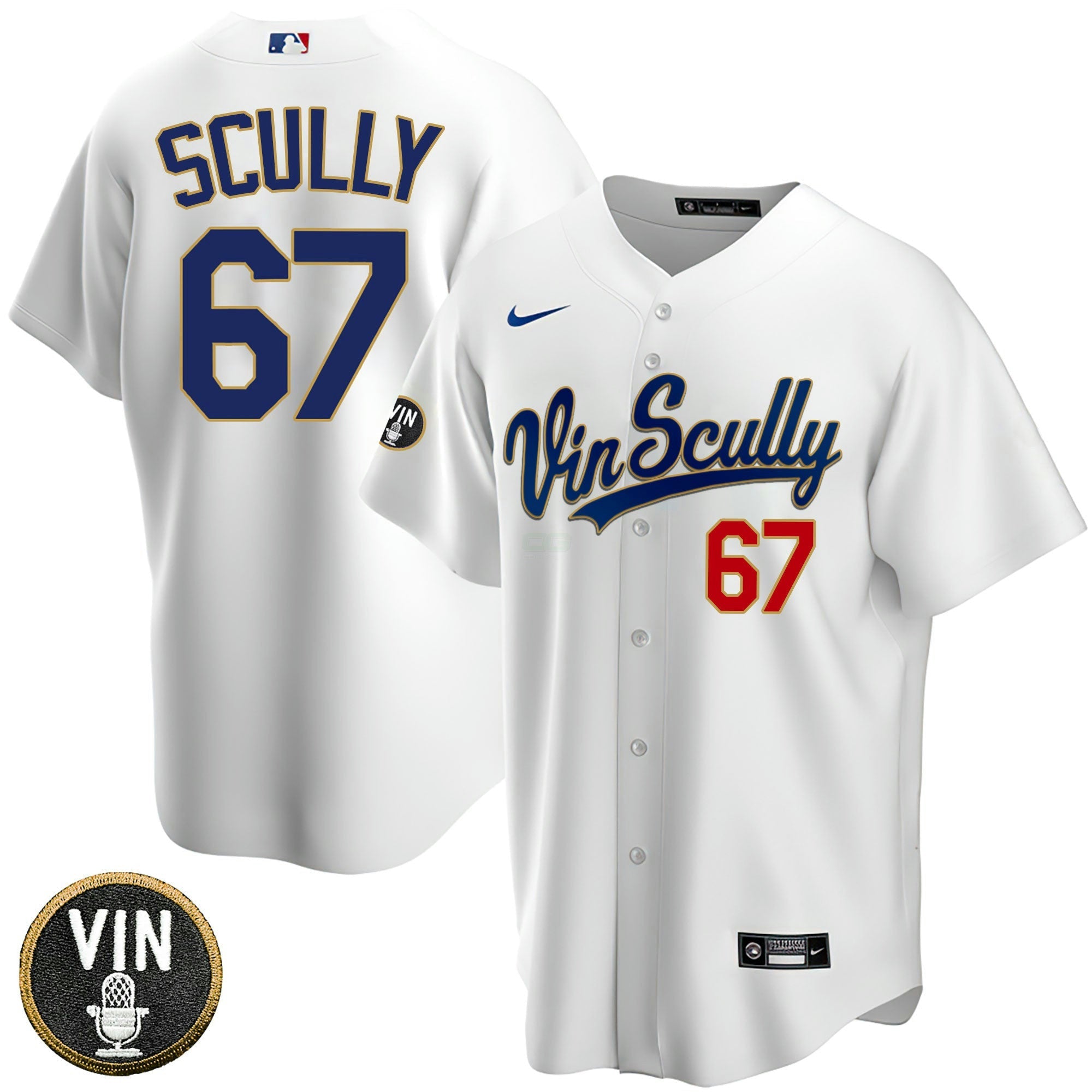 Camisa MLB Vin Scully Patch Dourada Trim Limited Jersey