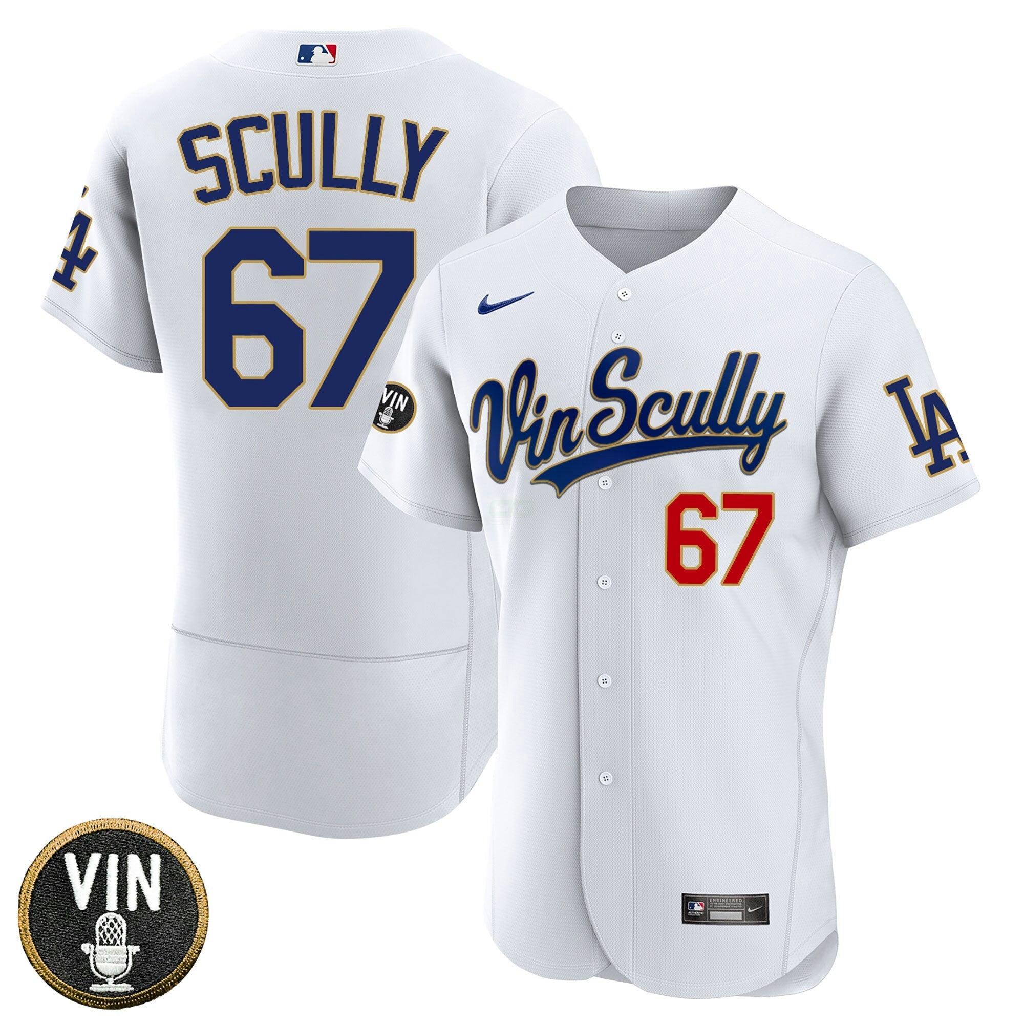 Camisa MLB Vin Scully Patch Dourada Trim Limited Jersey