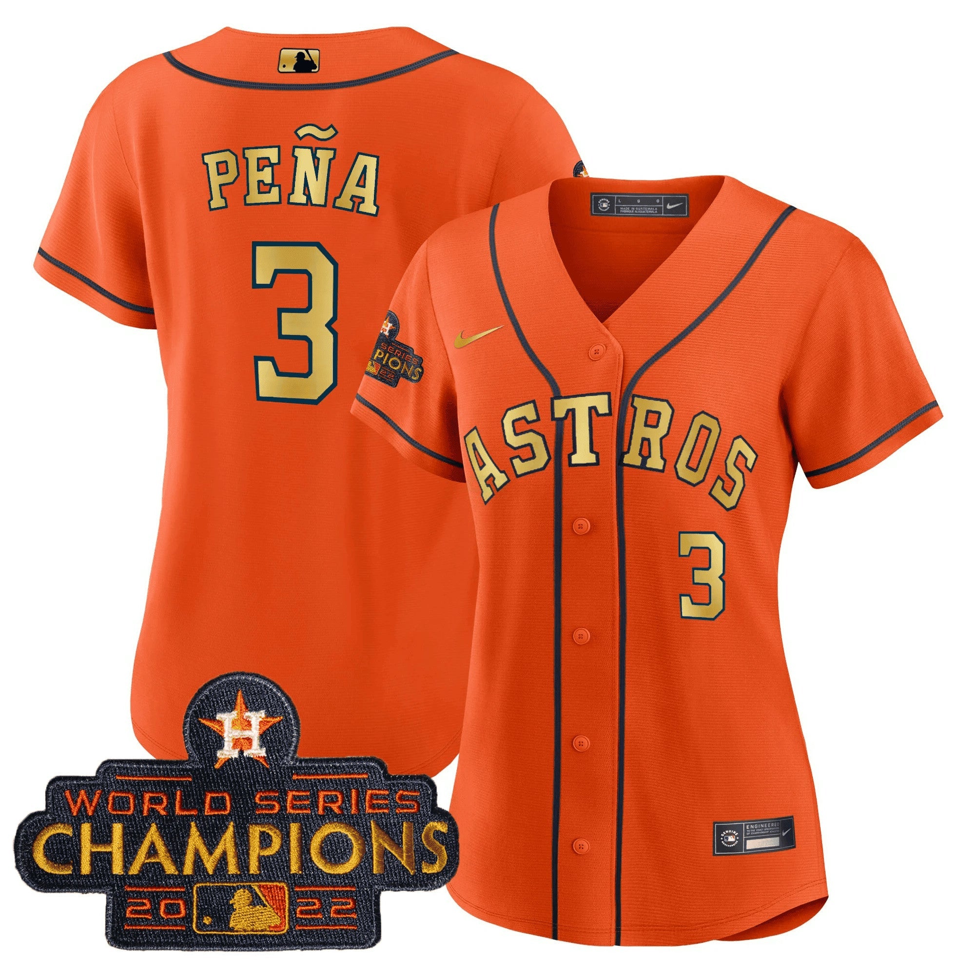 Camisa MLB Women’s 2023 Champions Laranja Dourada Jersey - Laranja Dourada