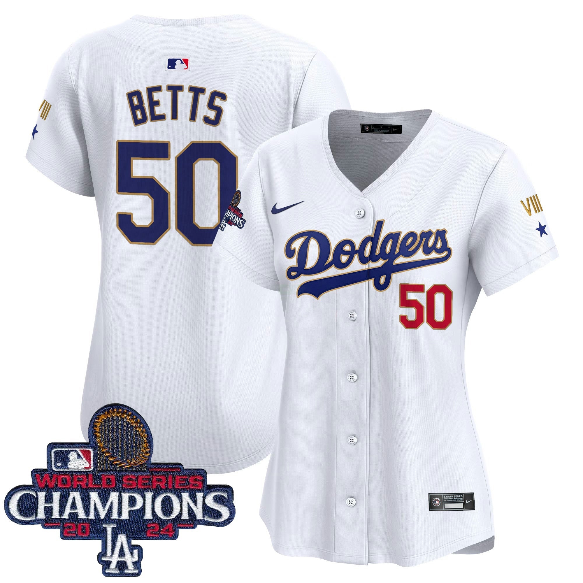 Camisa MLB Women’s 2024 World Series Champions Dourada Trim Vapor Premier Limited Jersey