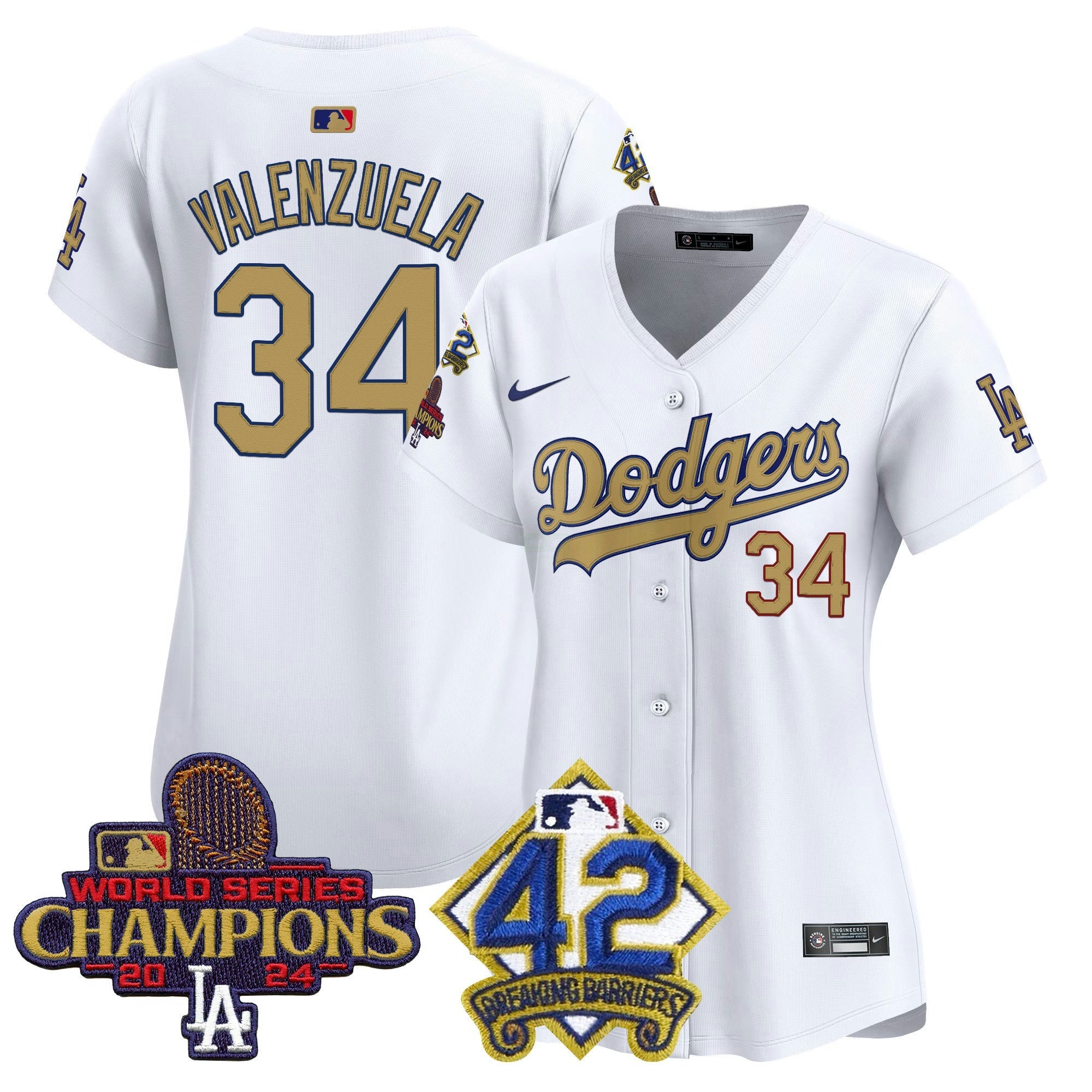 Camisa MLB Women’s 2024 World Series Champions & Jackie Robinson Patch Vapor Premier Limited Jersey