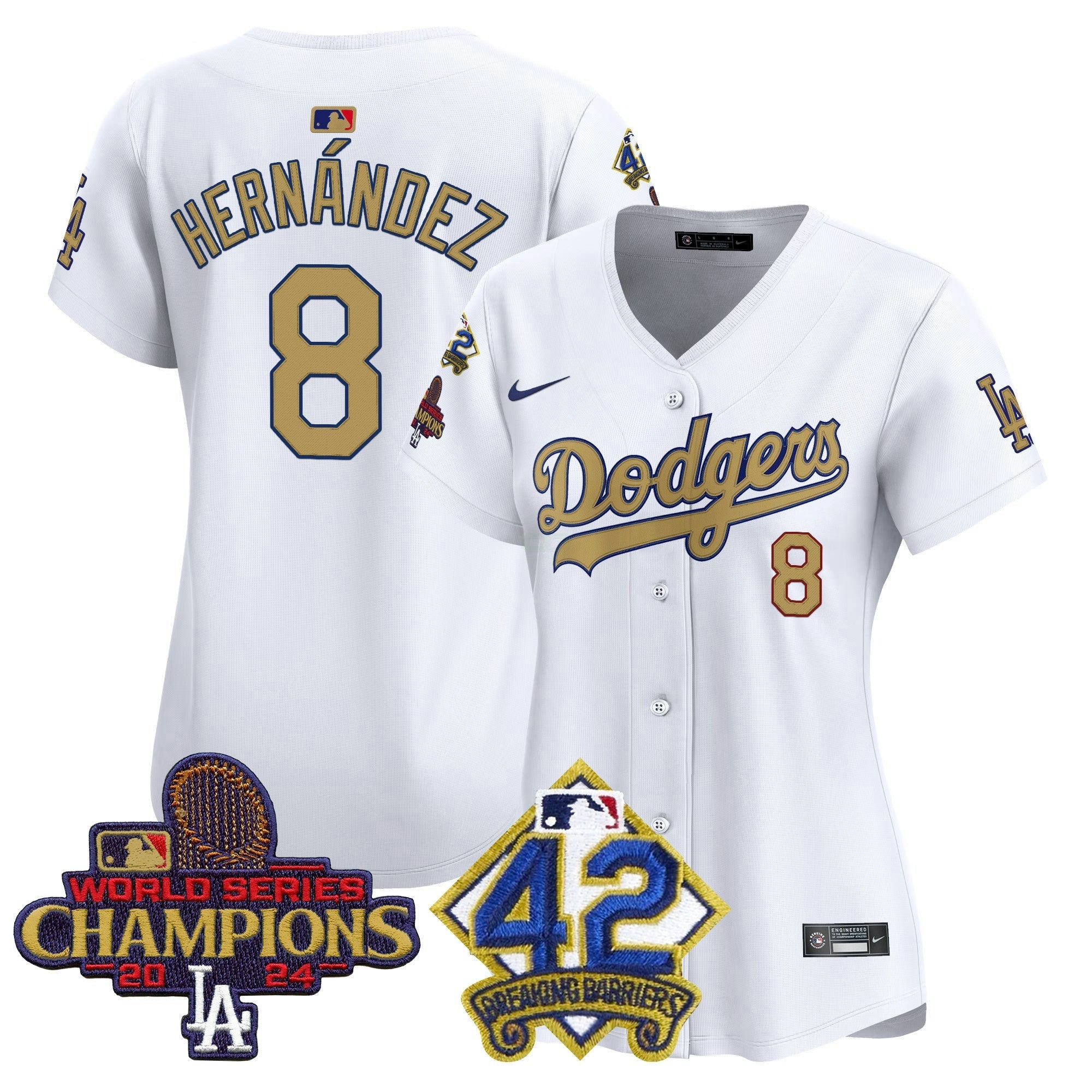 Camisa MLB Women’s 2024 World Series Champions & Jackie Robinson Patch Vapor Premier Limited Jersey