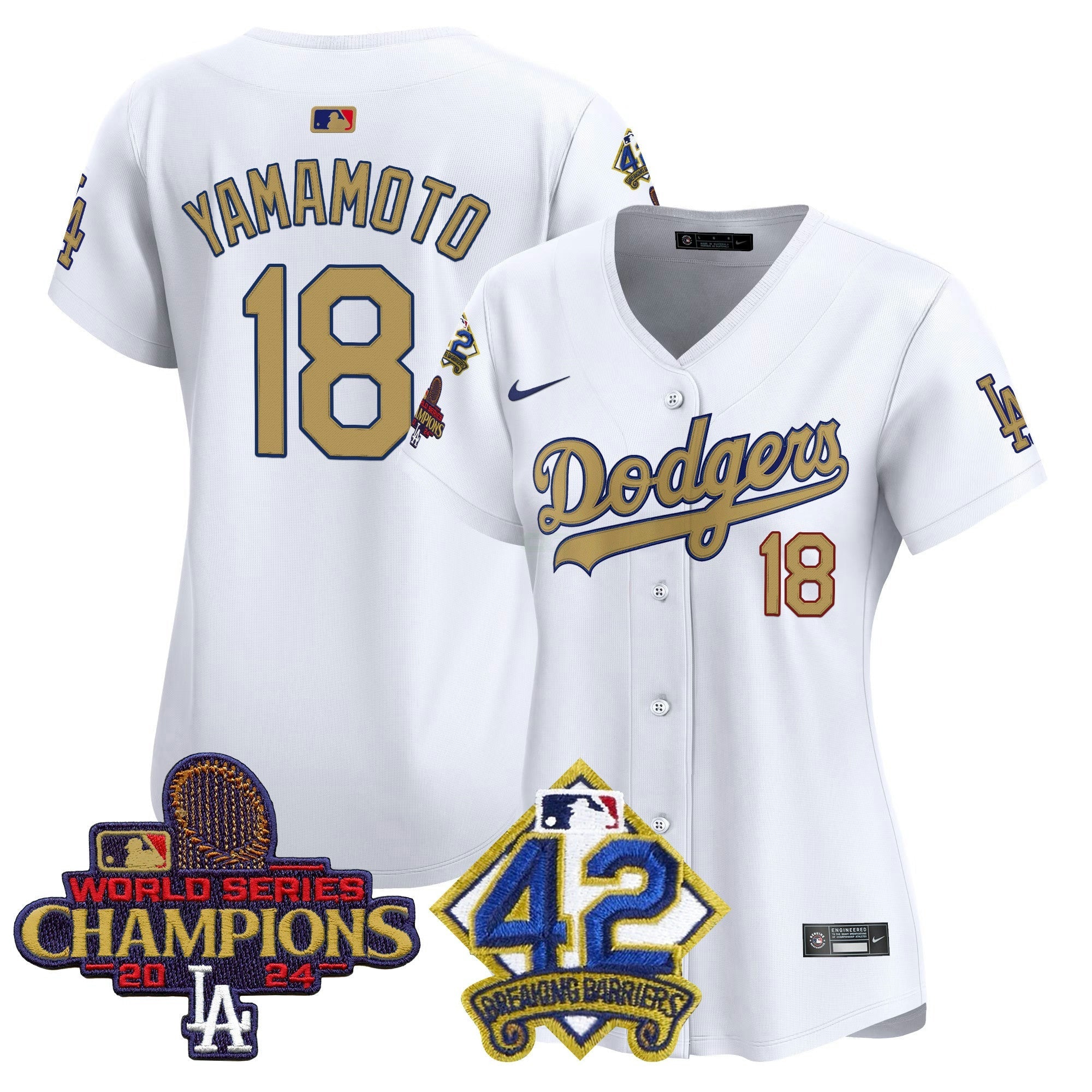 Camisa MLB Women’s 2024 World Series Champions & Jackie Robinson Patch Vapor Premier Limited Jersey