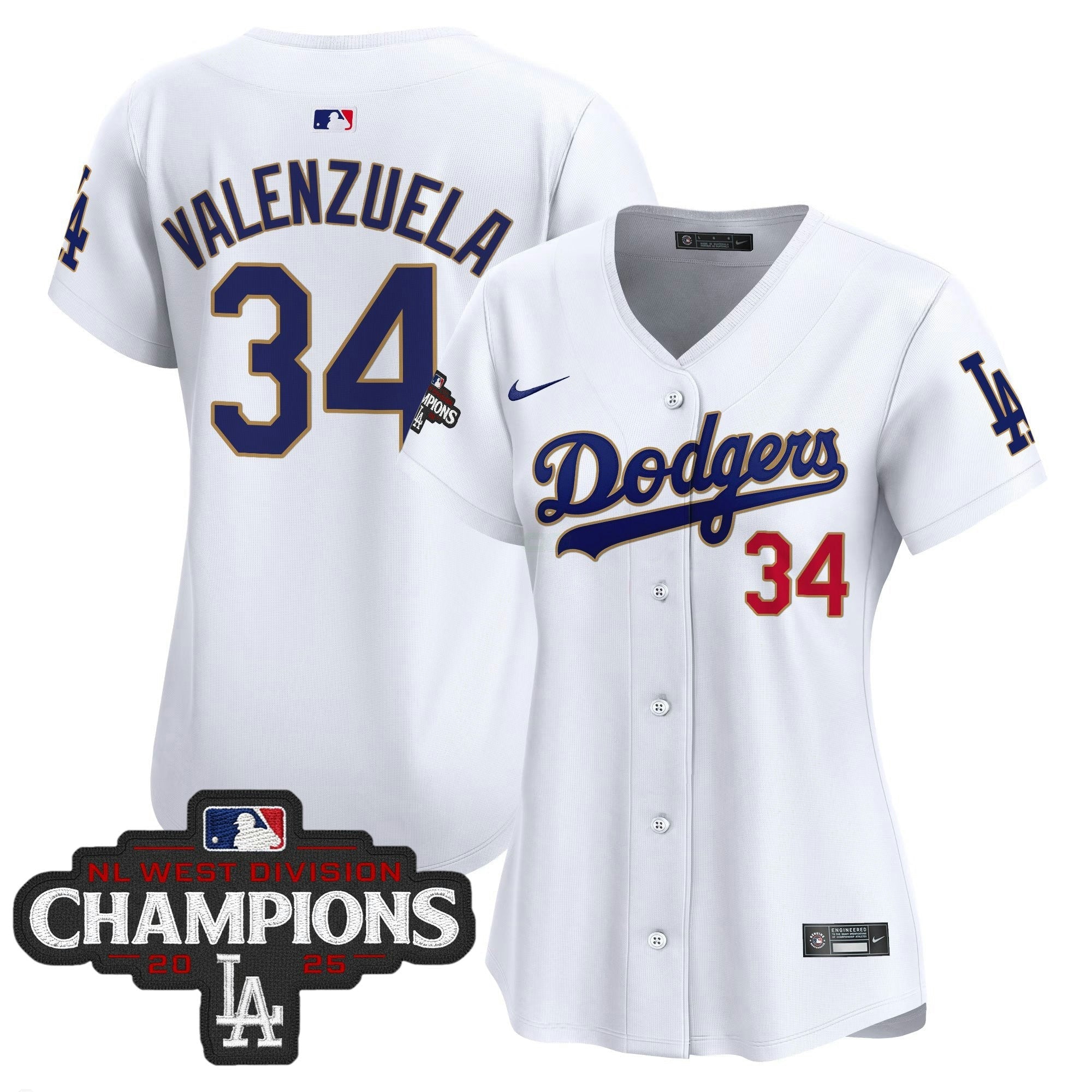 Camisa MLB Women’s 2025 NL West Division Champions Patch Dourada Trim Vapor Premier Limited Jersey