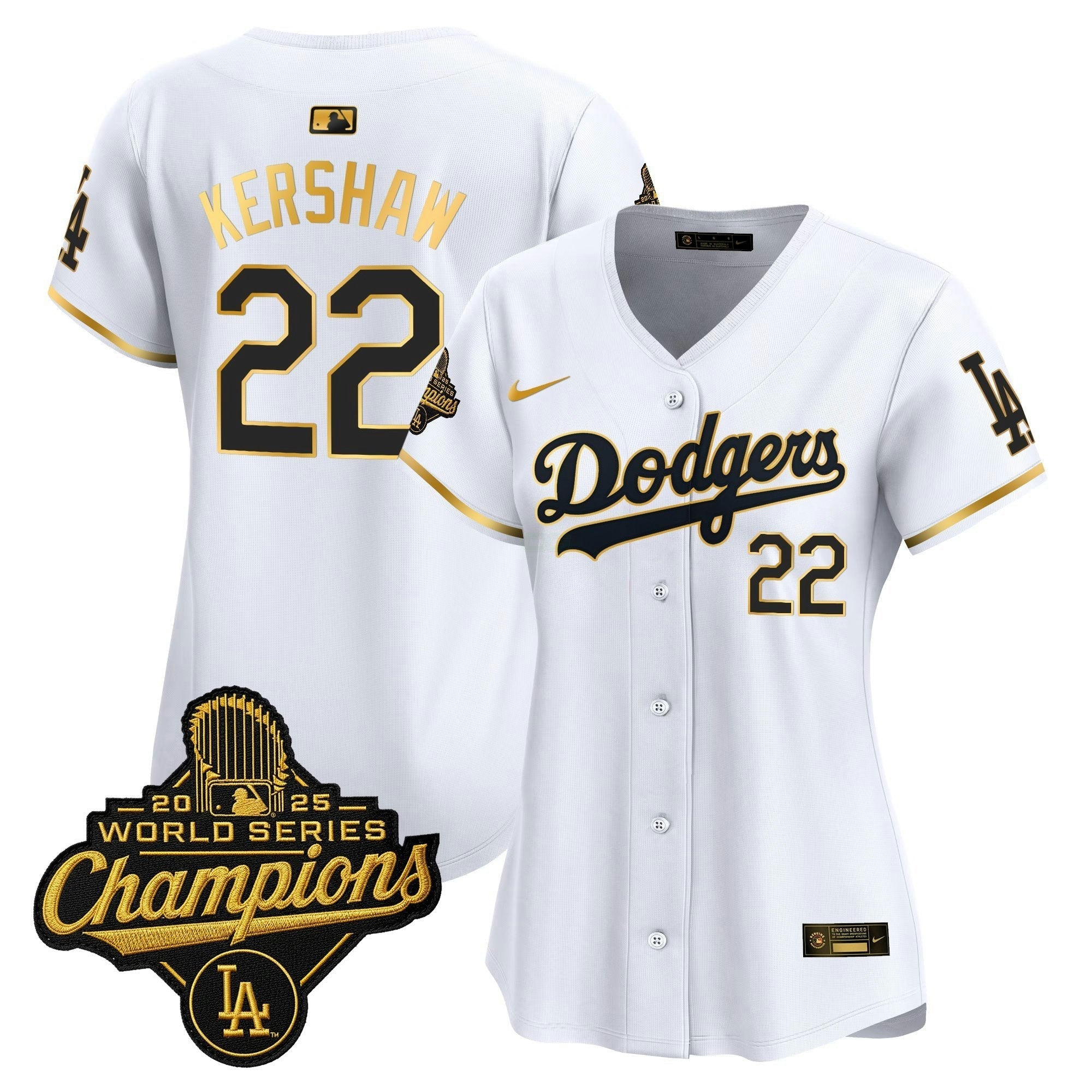 Camisa MLB Women’s 2025 World Series Champions Patch Dourada Trim Vapor Premier Limited Jersey