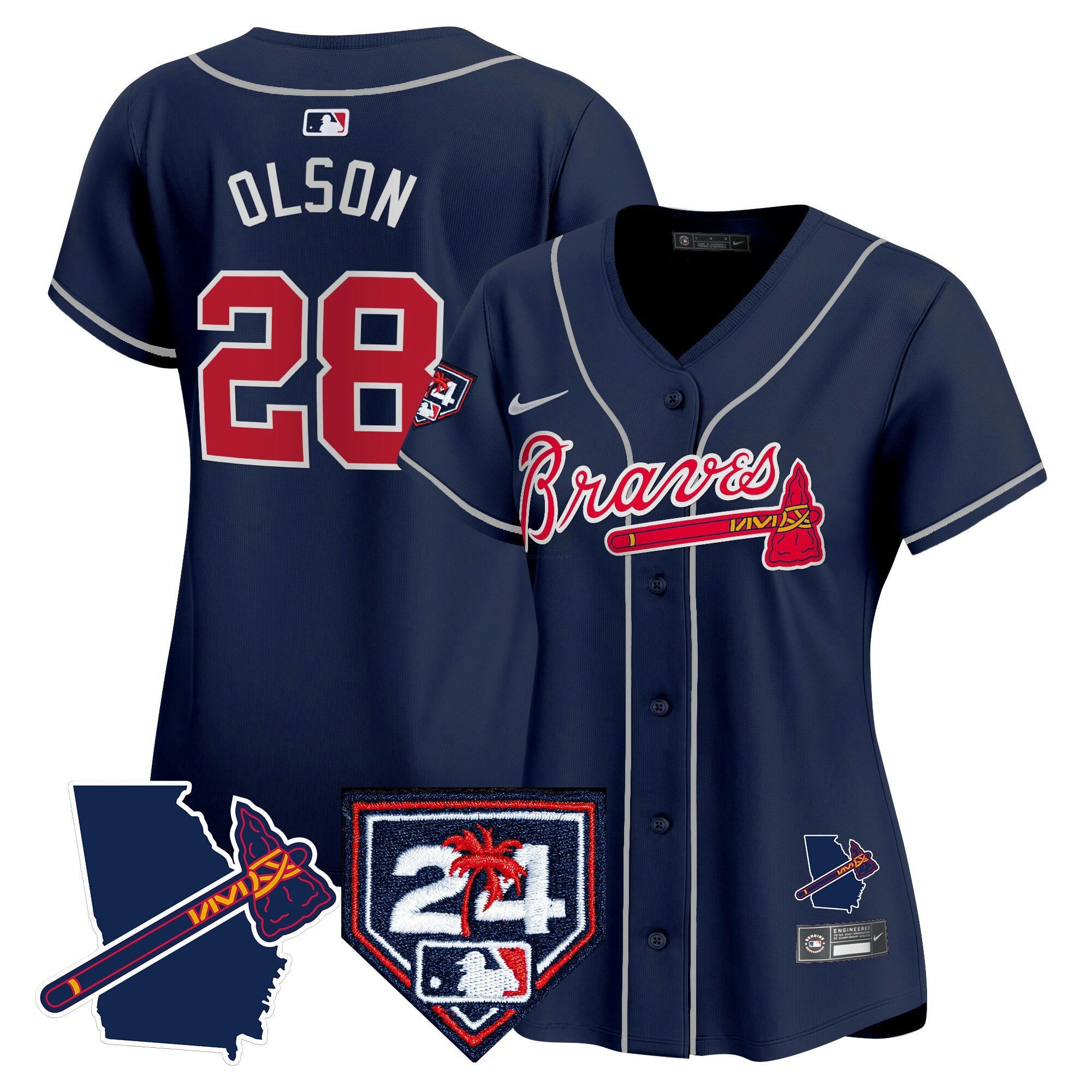 Camisa MLB Women’s Atlanta 2024 Spring Training & Georgia Patch Vapor Premier Limited Jersey