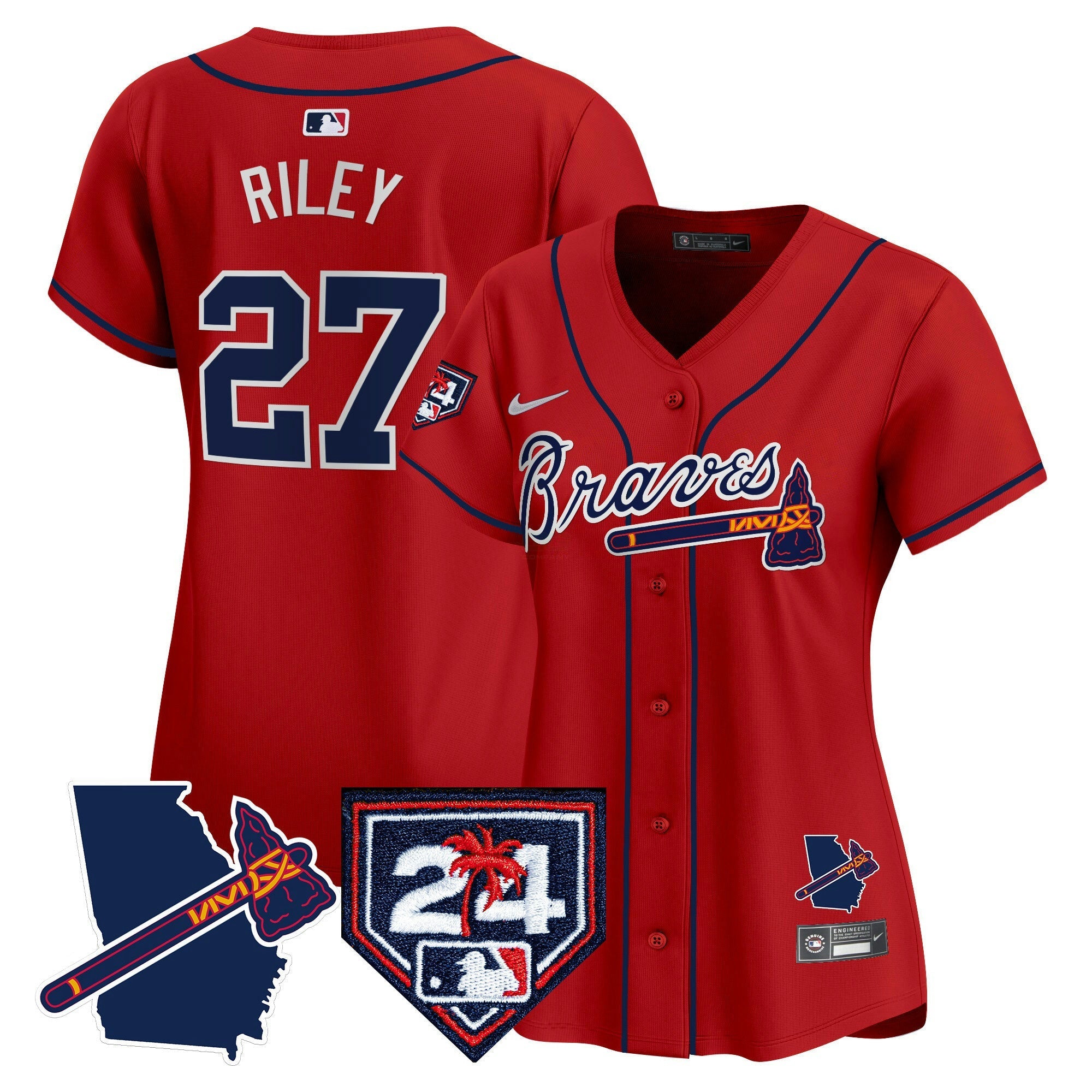 Camisa MLB Women’s Atlanta 2024 Spring Training & Georgia Patch Vapor Premier Limited Jersey