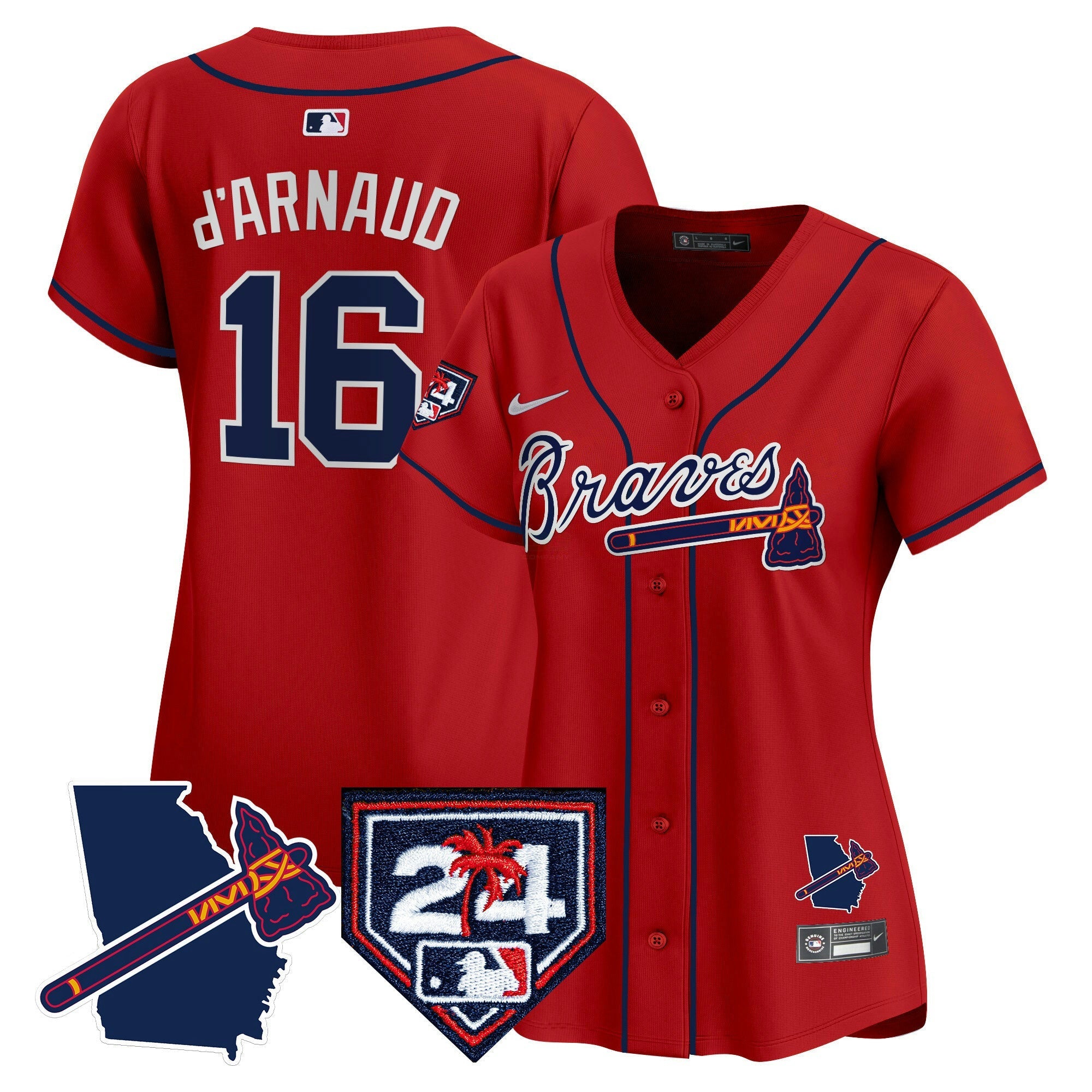 Camisa MLB Women’s Atlanta 2024 Spring Training & Georgia Patch Vapor Premier Limited Jersey