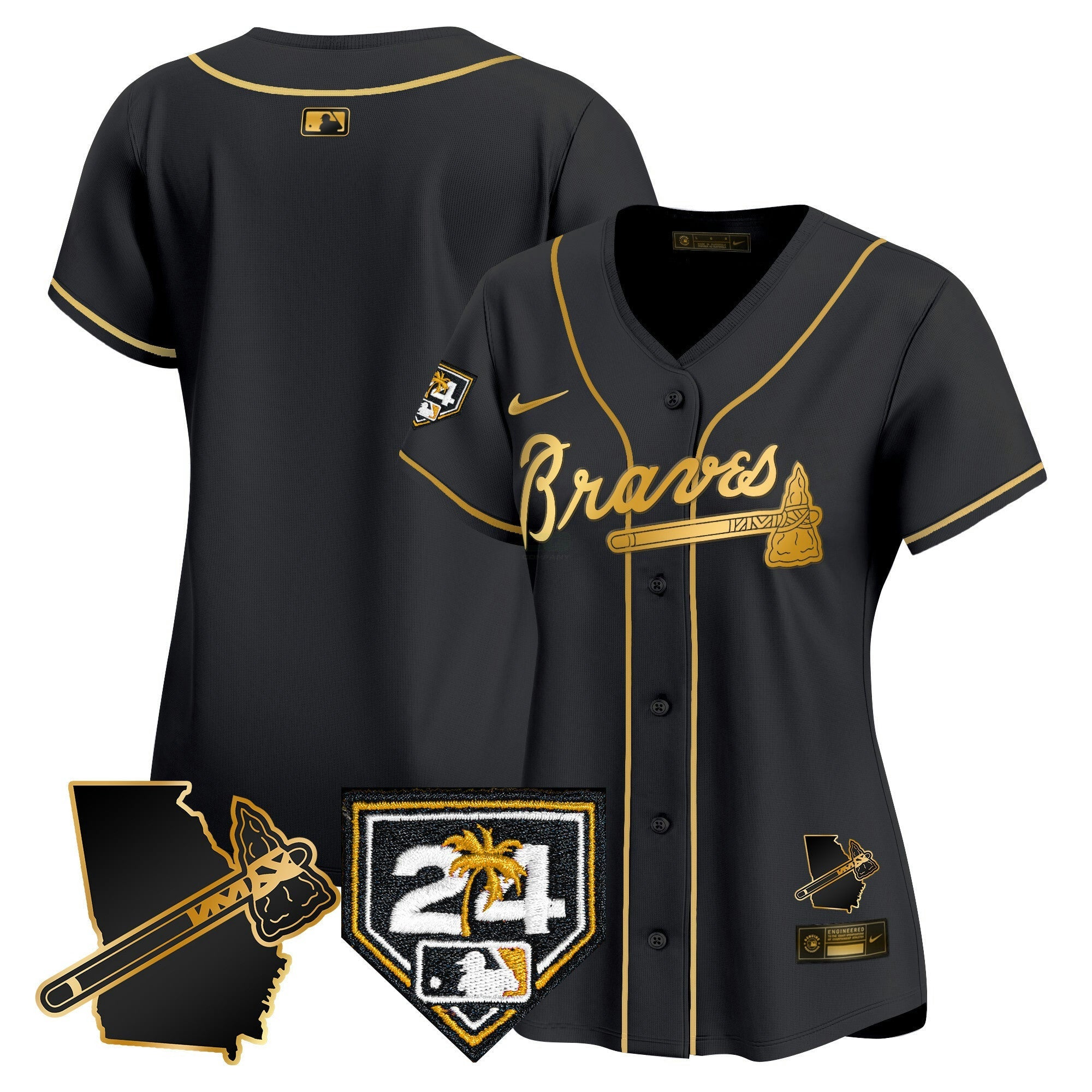 Camisa MLB Women’s Atlanta 2024 Spring Training & Georgia Patch Vapor Premier Limited Jersey