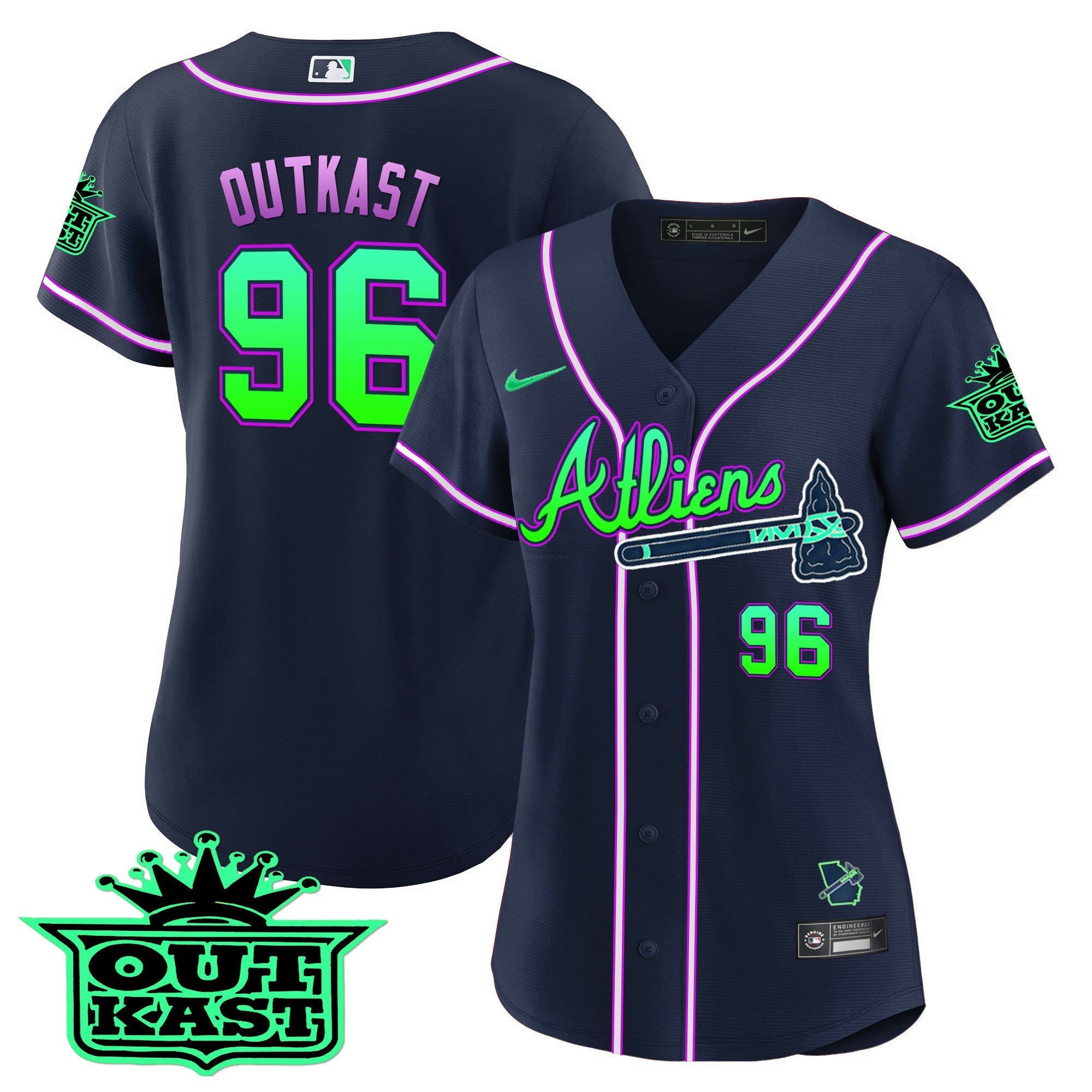 Camisa MLB Women’s Atlanta Atliens Jersey – Galaxy Version – Stitched