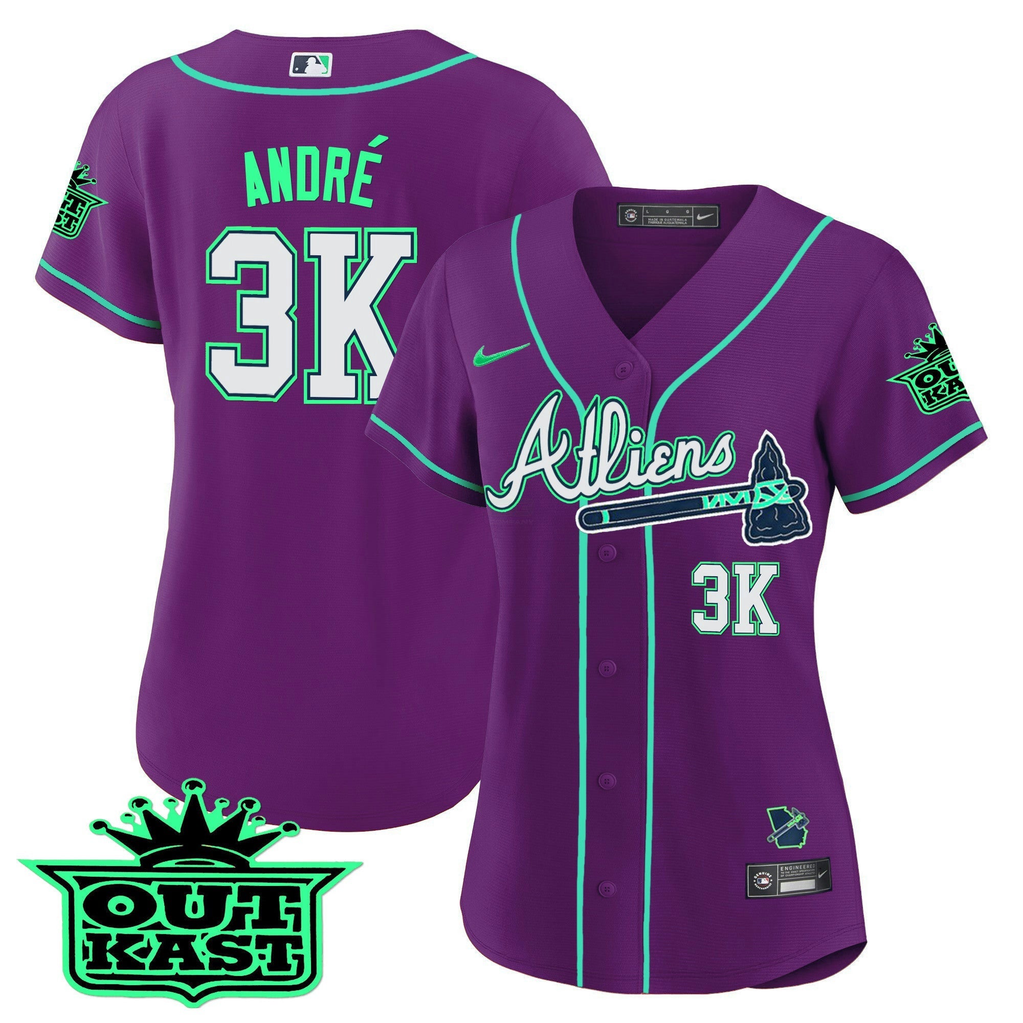 Camisa MLB Women’s Atlanta Atliens Jersey – Galaxy Version – Stitched