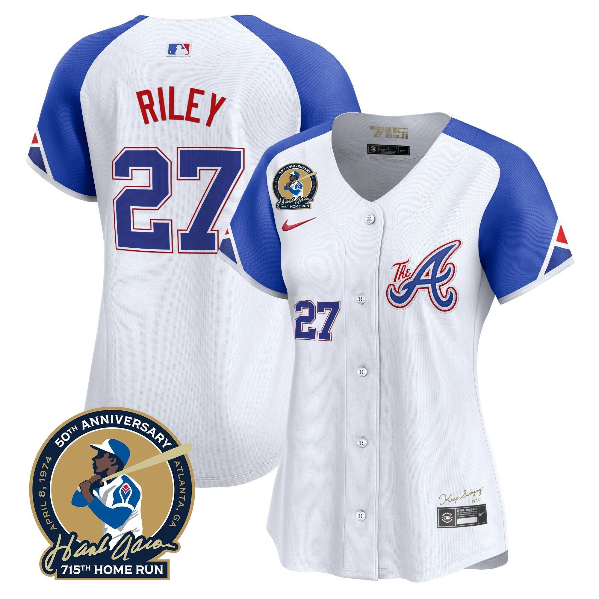 Camisa MLB Women’s Atlanta Hank Aaron 715th Home Run Patch Vapor Premier Limited Jersey