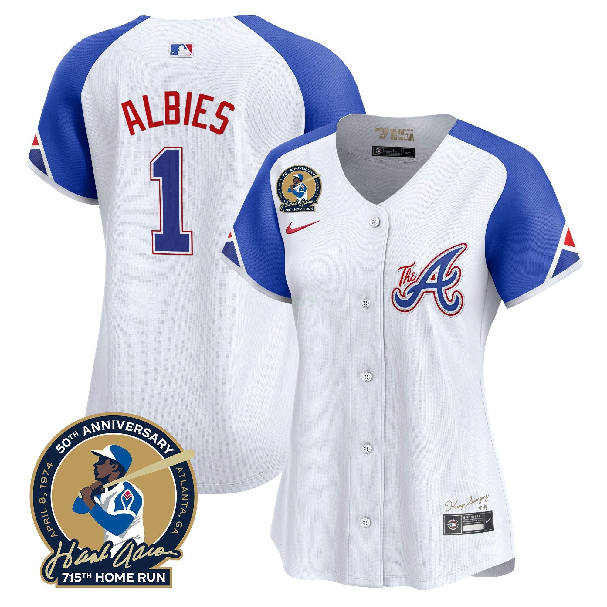 Camisa MLB Women’s Atlanta Hank Aaron 715th Home Run Patch Vapor Premier Limited Jersey V2