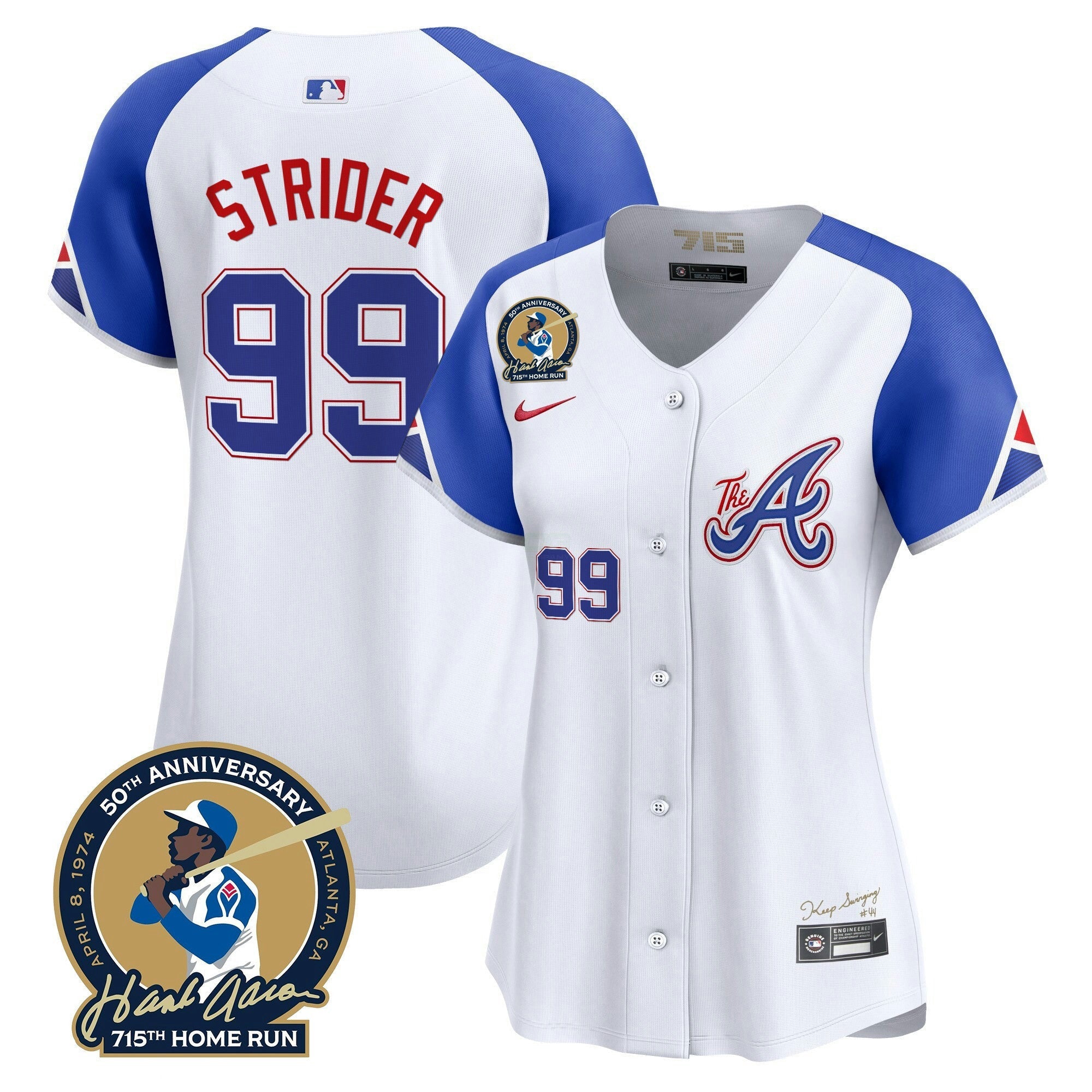 Camisa MLB Women’s Atlanta Hank Aaron 715th Home Run Patch Vapor Premier Limited Jersey V2