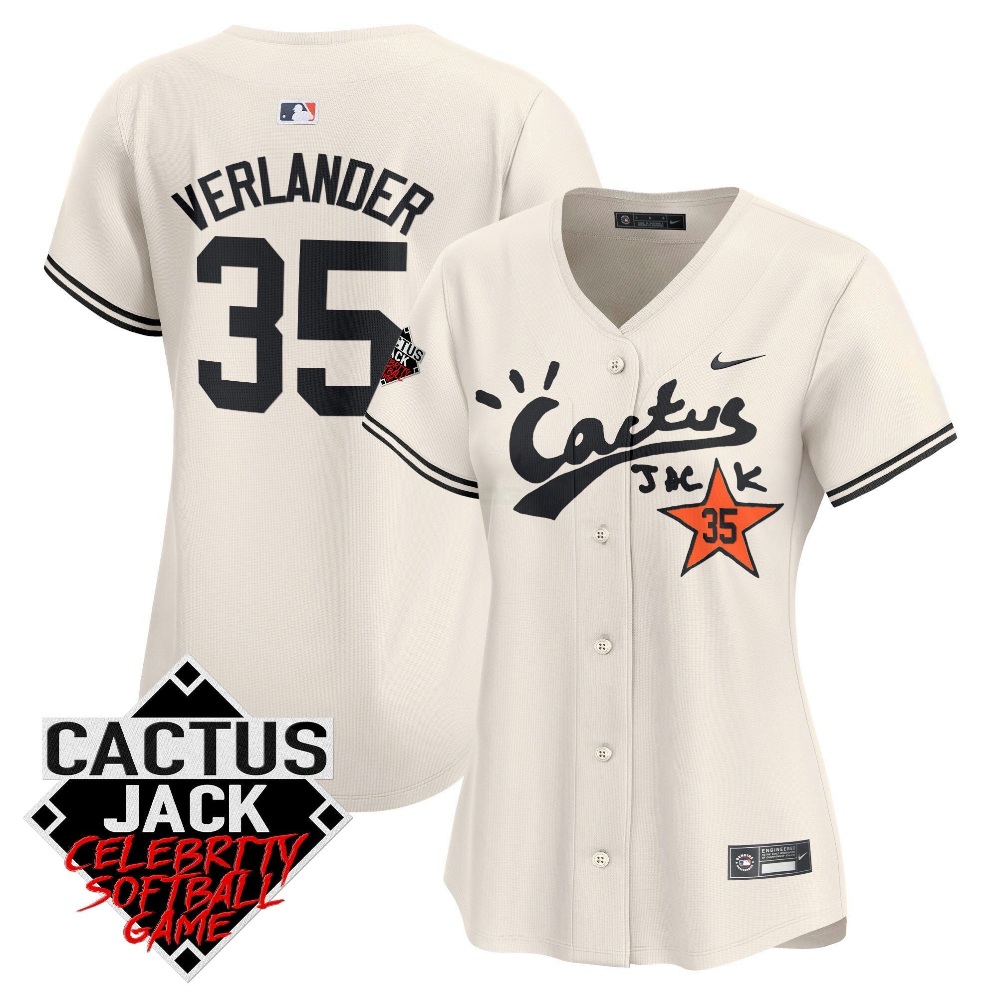 Camisa MLB Women’s Cactus Jack Celebrity Softball Game Patch Vapor Premier Limited Jersey V2