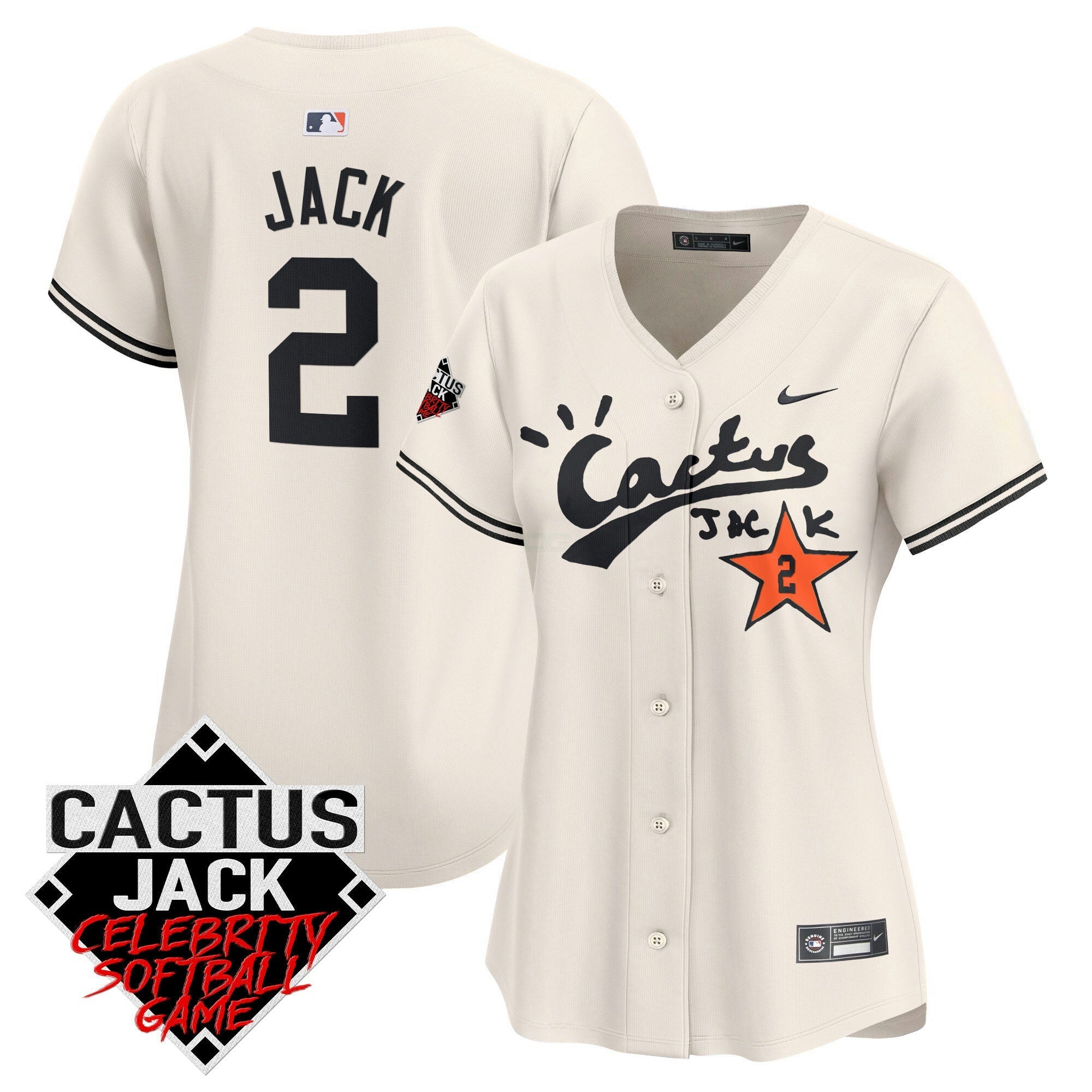 Camisa MLB Women’s Cactus Jack Celebrity Softball Game Patch Vapor Premier Limited Jersey V2