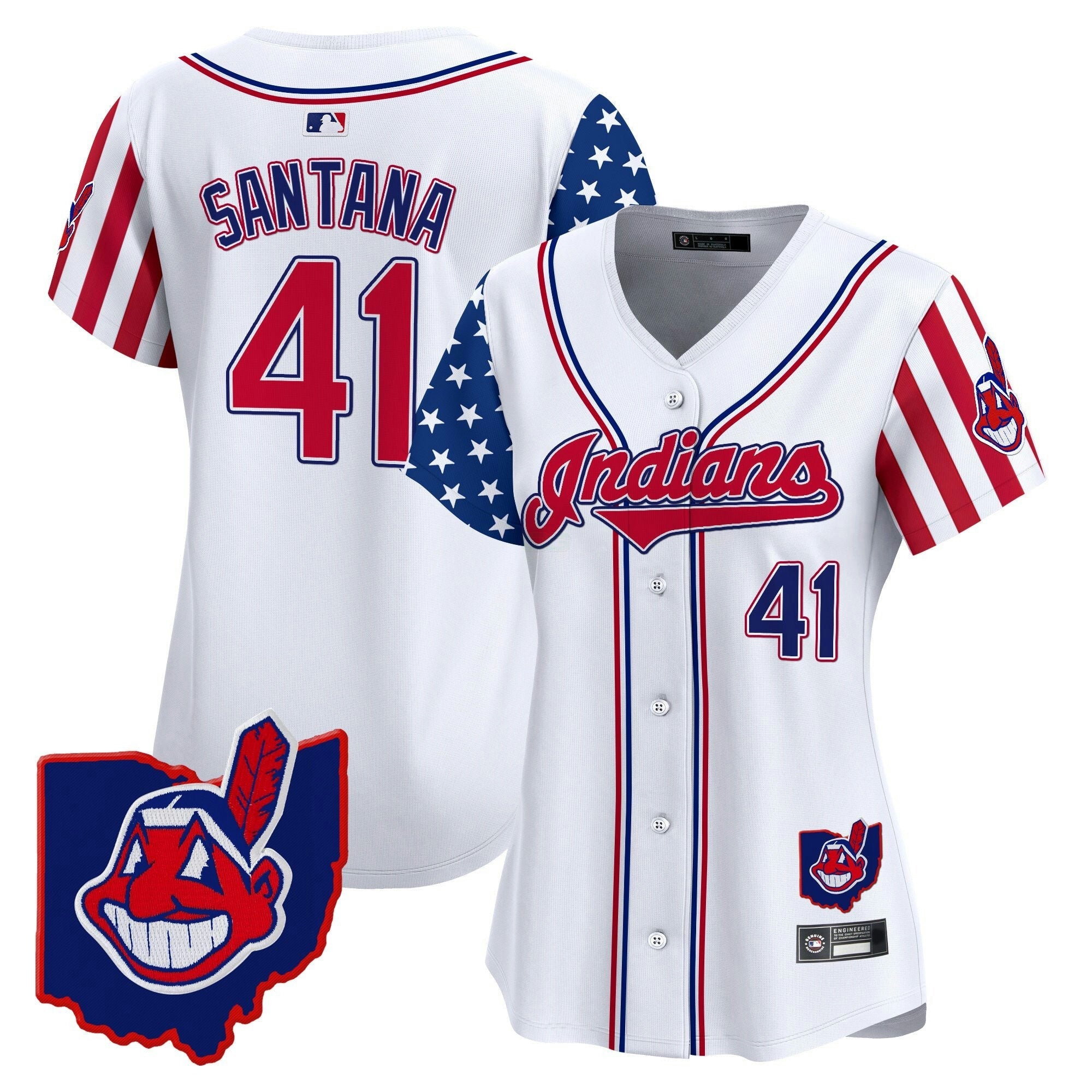 Camisa MLB Women’s Cleveland Indians 2025 Independence Day Vapor Premier Limited Jersey