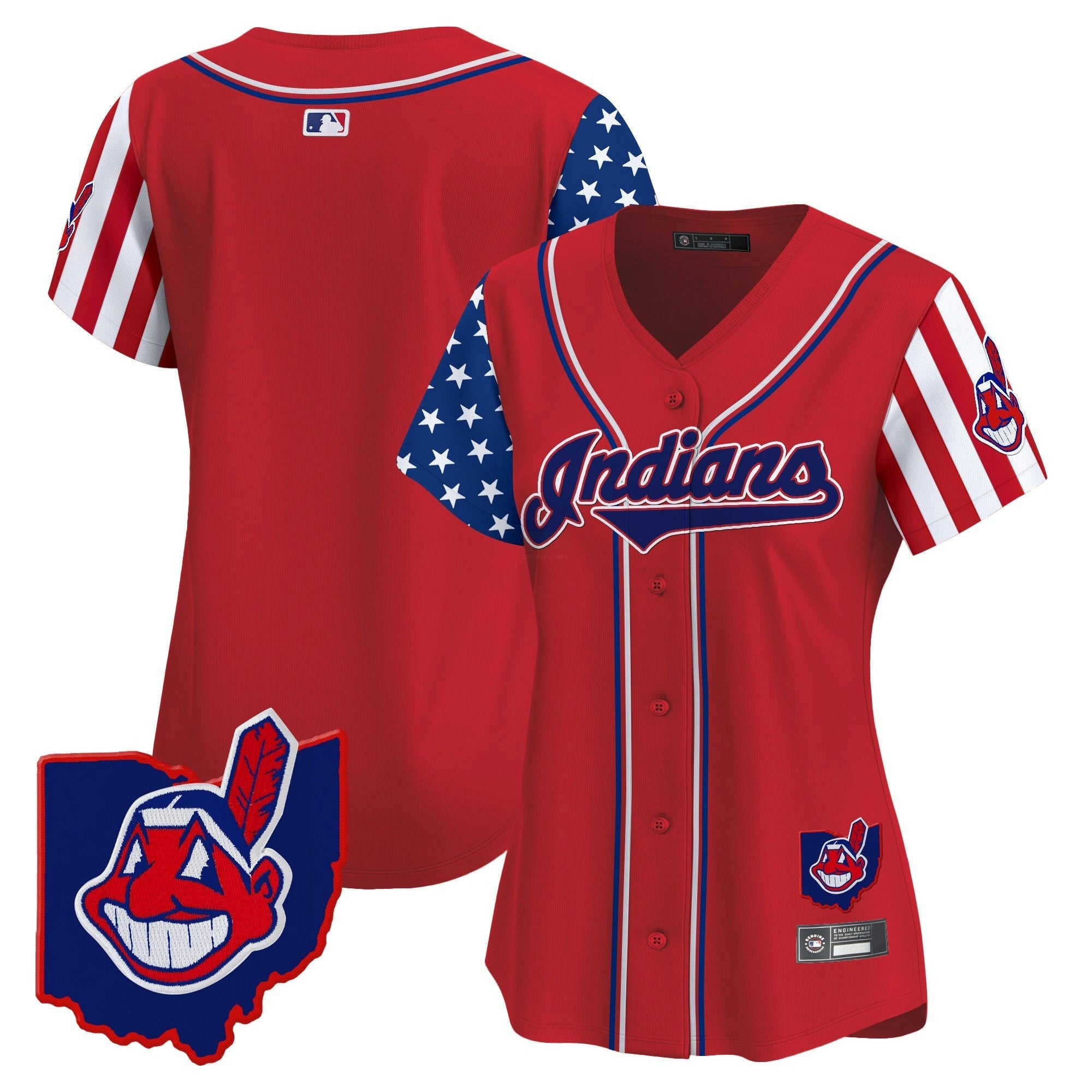 Camisa MLB Women’s Cleveland Indians 2025 Independence Day Vapor Premier Limited Jersey
