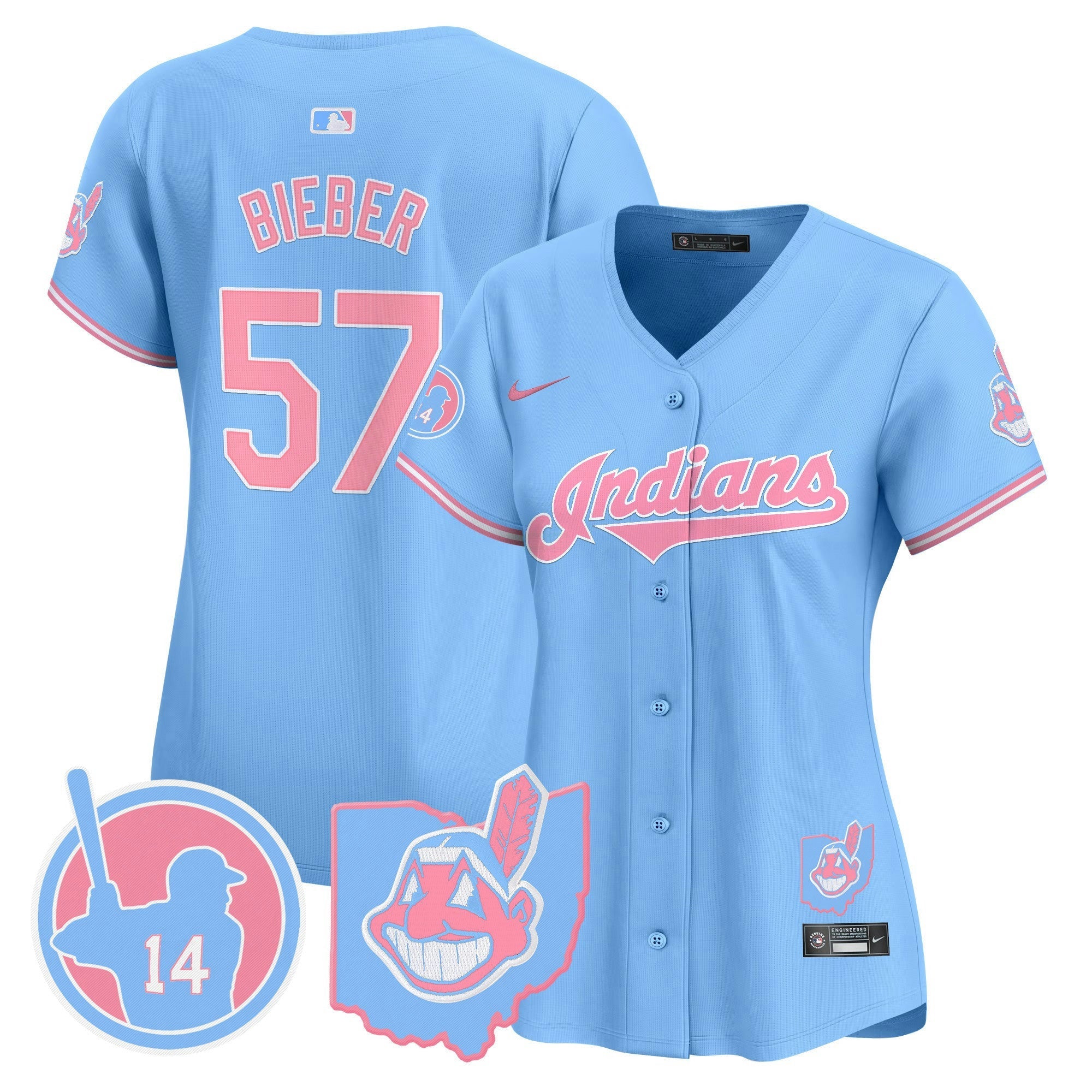 Camisa MLB Women’s Cleveland Indians Larry Doby Bubblegum Pink Vapor Premier Limited Jersey