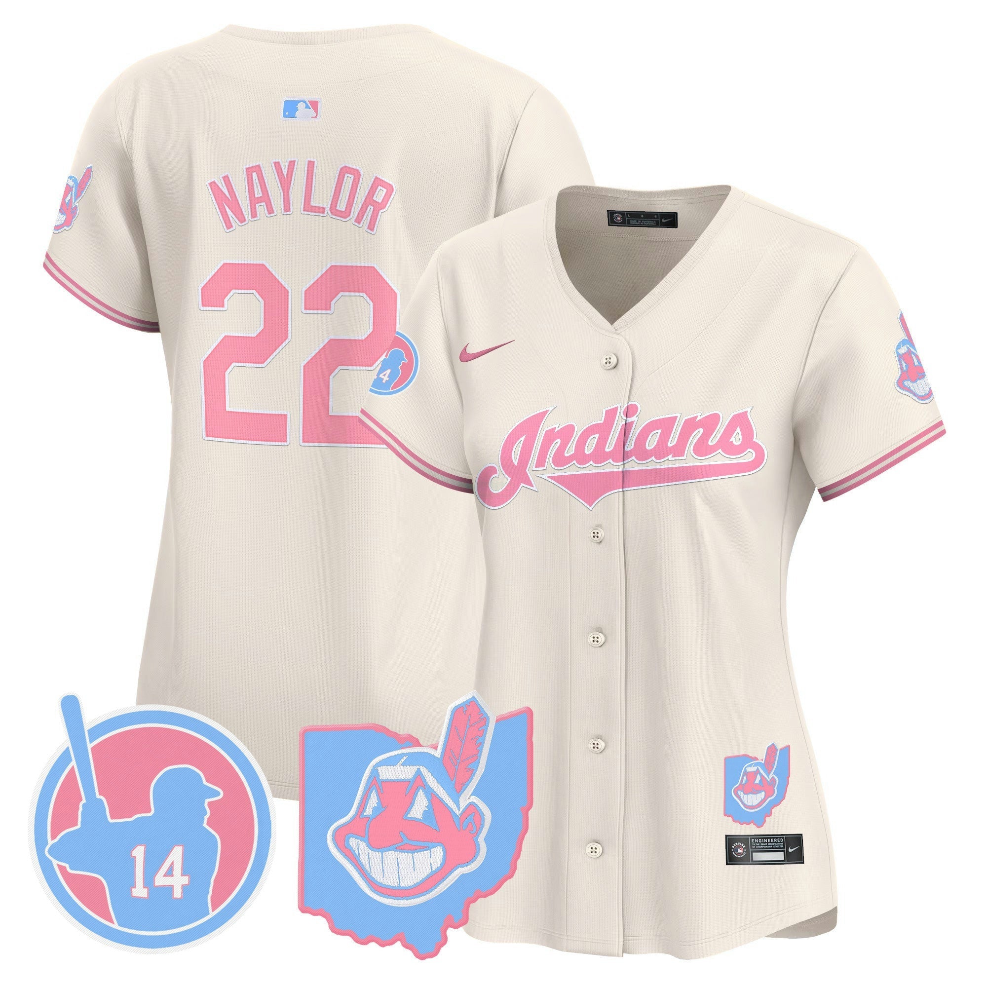 Camisa MLB Women’s Cleveland Indians Larry Doby Bubblegum Pink Vapor Premier Limited Jersey