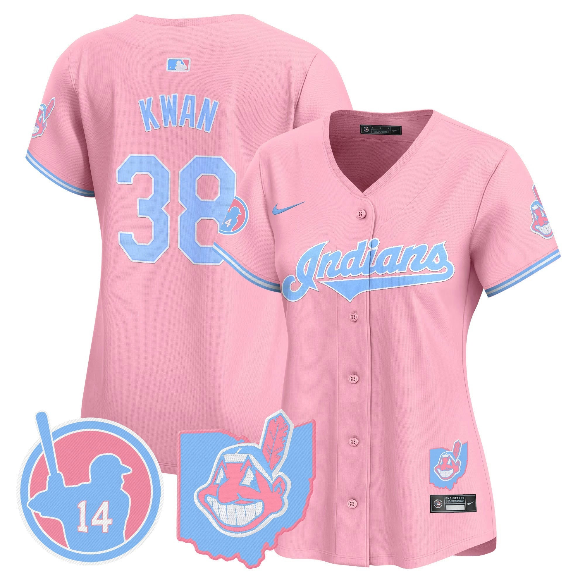 Camisa MLB Women’s Cleveland Indians Larry Doby Bubblegum Pink Vapor Premier Limited Jersey