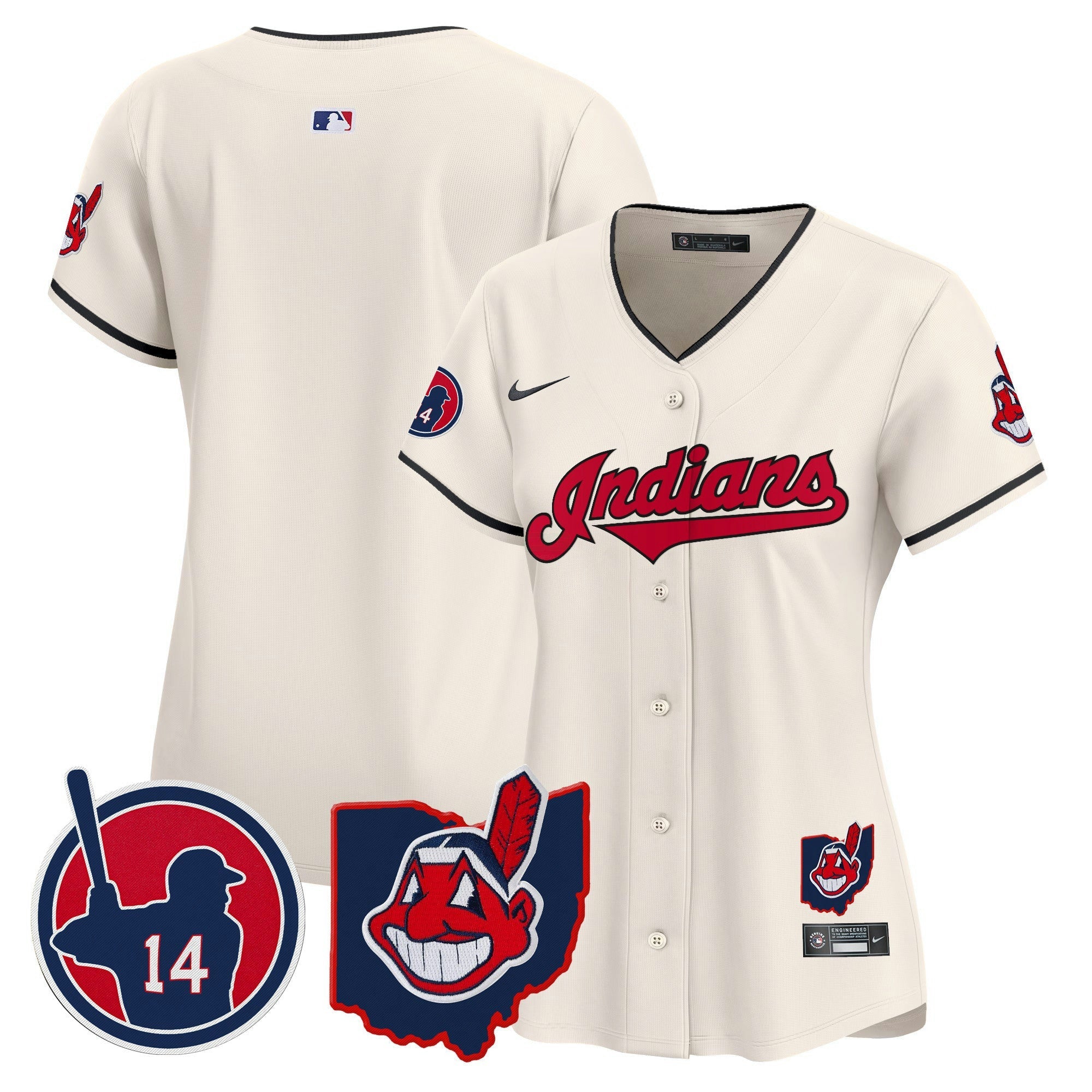 Camisa MLB Women’s Cleveland Indians Larry Doby Patch Vapor Premier Limited Jersey