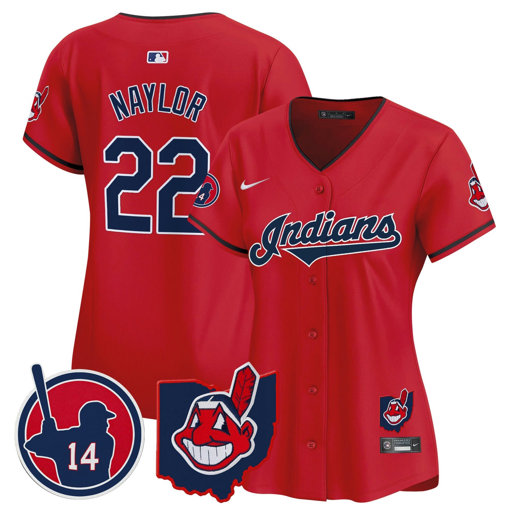 Camisa MLB Women’s Cleveland Indians Larry Doby Patch Vapor Premier Limited Jersey