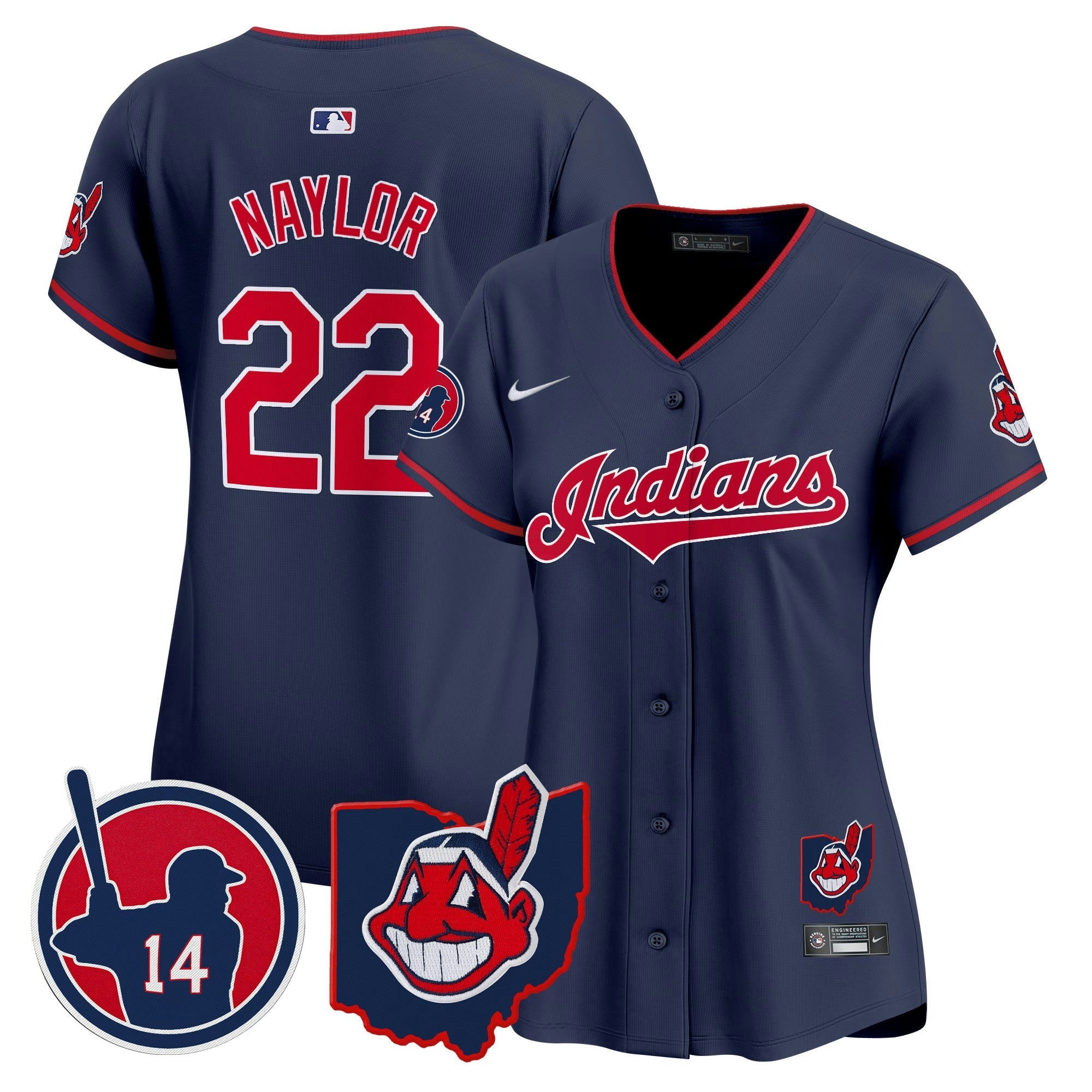Camisa MLB Women’s Cleveland Indians Larry Doby Patch Vapor Premier Limited Jersey