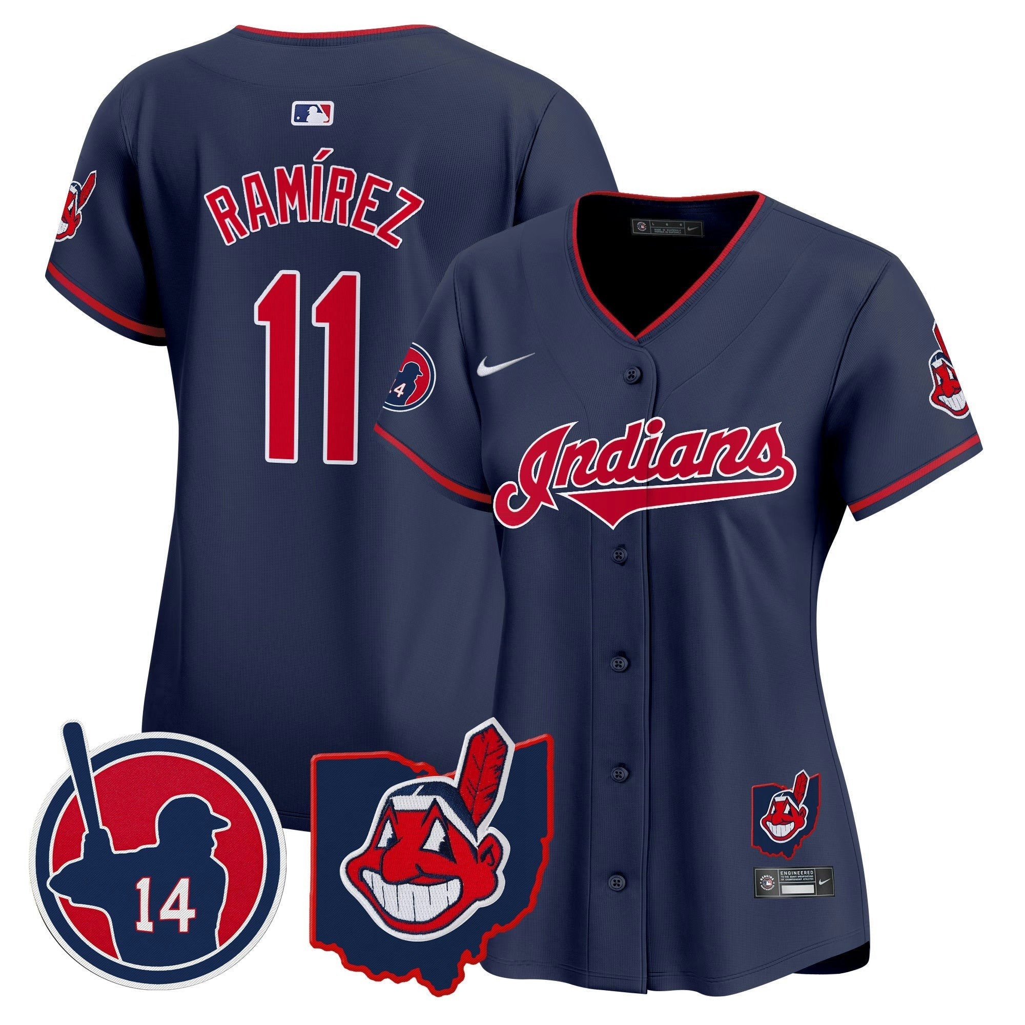 Camisa MLB Women’s Cleveland Indians Larry Doby Patch Vapor Premier Limited Jersey