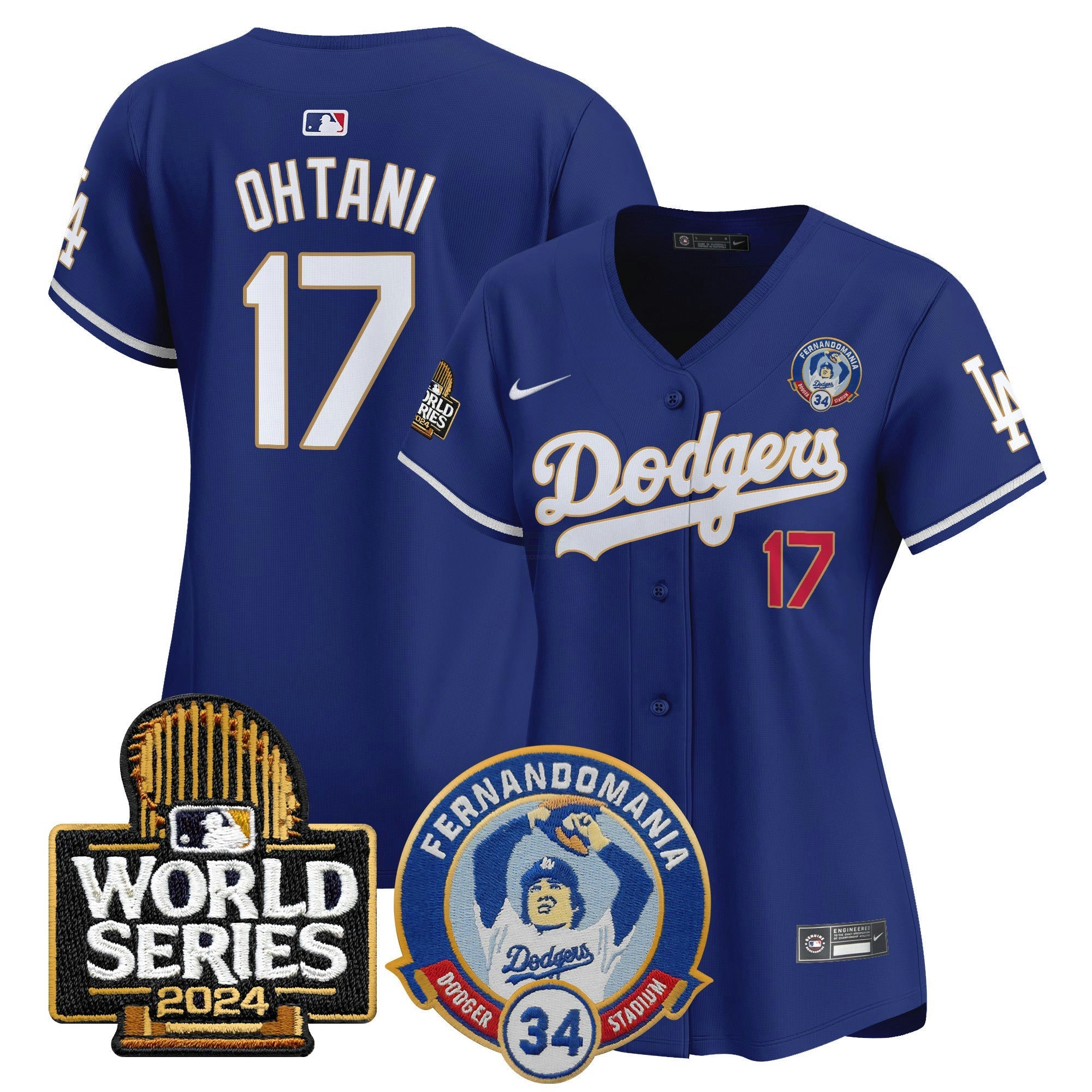 Camisa MLB Women’s Fernando Valenzuela & 2024 World Series Patch Vapor Premier Limited Jersey