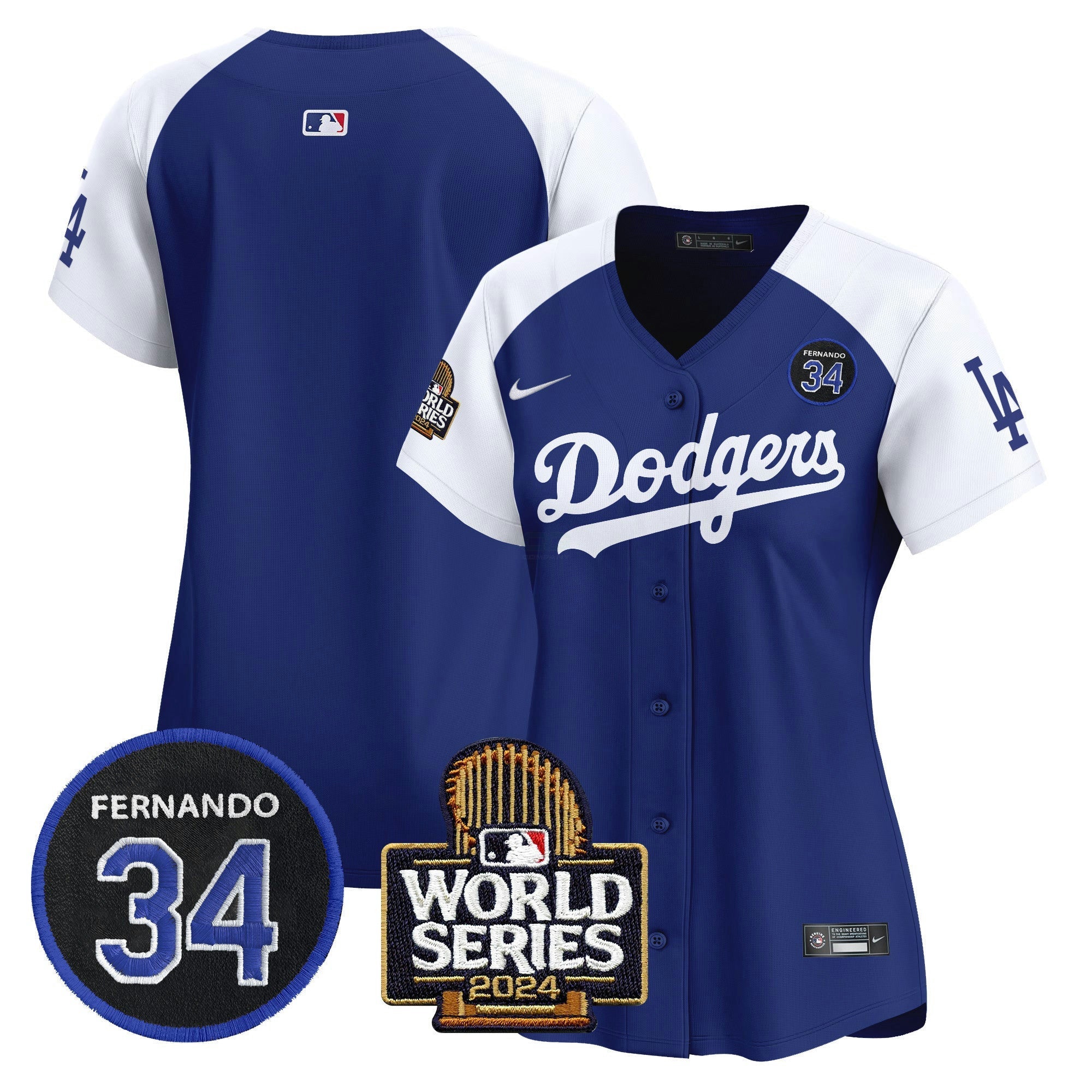 Camisa MLB Women’s Fernando Valenzuela & 2024 World Series Patch Vapor Premier Limited Jersey V2