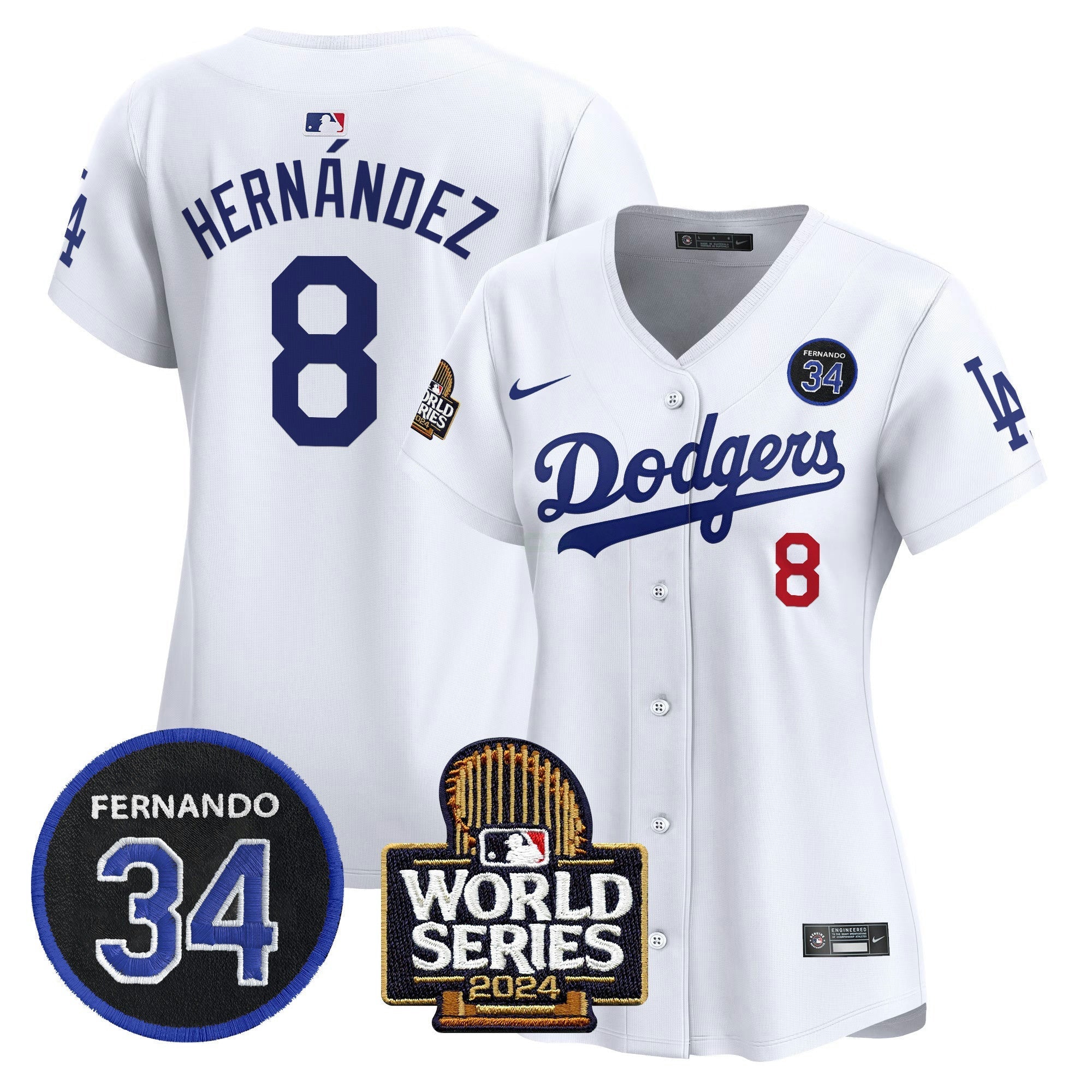 Camisa MLB Women’s Fernando Valenzuela & 2024 World Series Patch Vapor Premier Limited Jersey V2